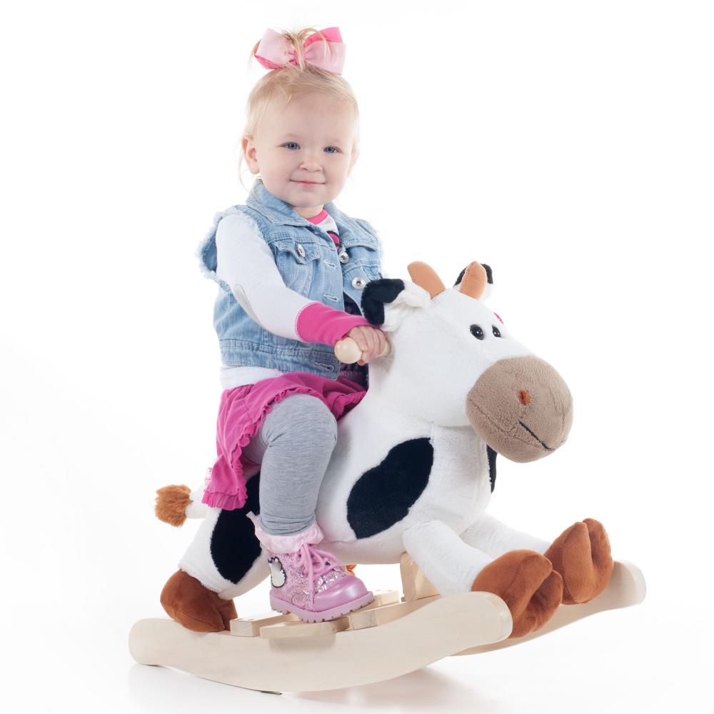 Rocking Horse Plush Animal on Wooden Rockers with Sounds, Stirrups, Saddle  & Reins, Ride on Toy, Toddlers to 4 Years Old by Happy Trails 