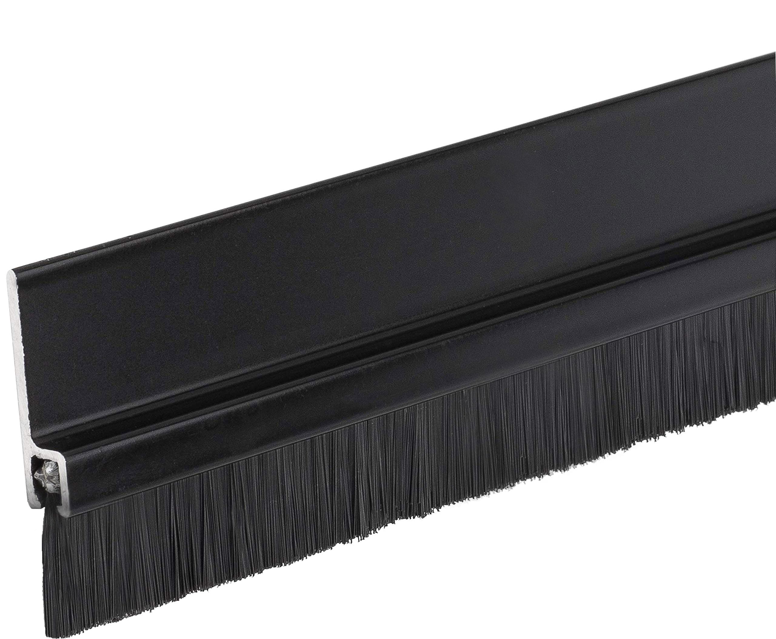 Randall Manufacturing Co., Inc P-75-BLK Self-Adhesive Brush Door Sweep - 36 PVC Holder with 3/4 Black Poly Brush - Peel and Stick Draft Stopper for Doors