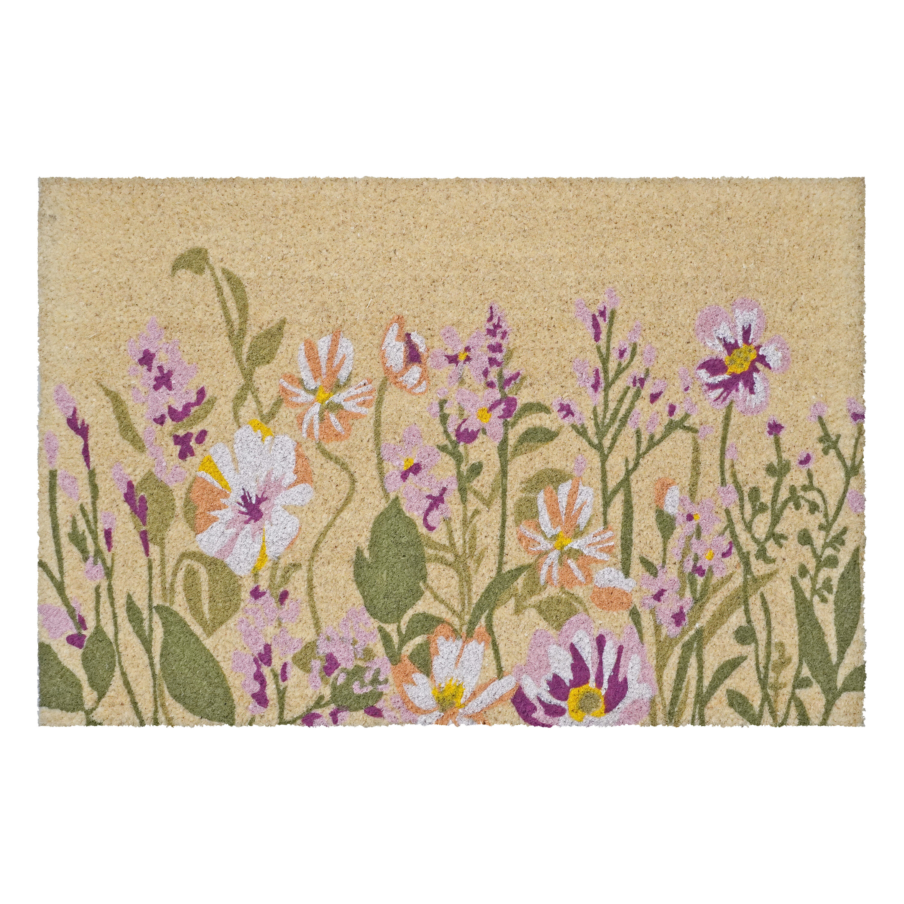 Botanical Garden Beige and Multicolor Coir Outdoor Doormat