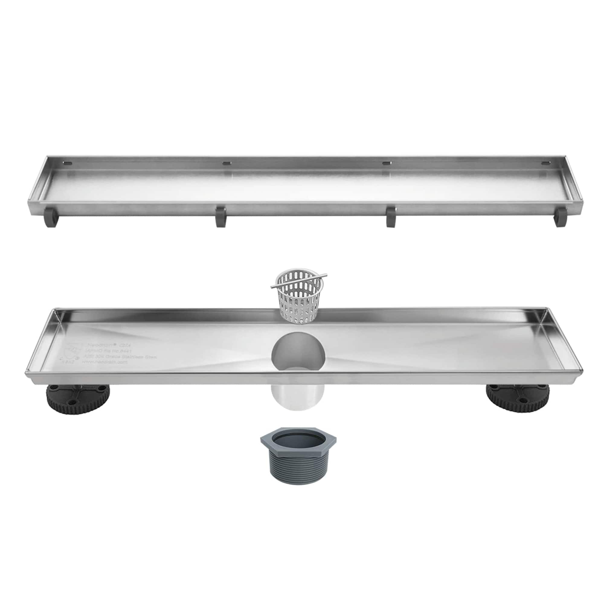 Neodrain ZA3-18-T02-BR 18-in Stainless Steel Linear Shower Drain with Tile-In Pattern Surface
