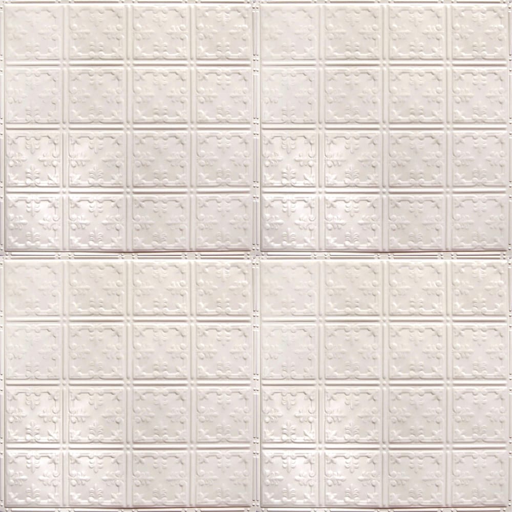 Creamy White Satin 24'' x 24'' Tin Backsplash Tiles Kit