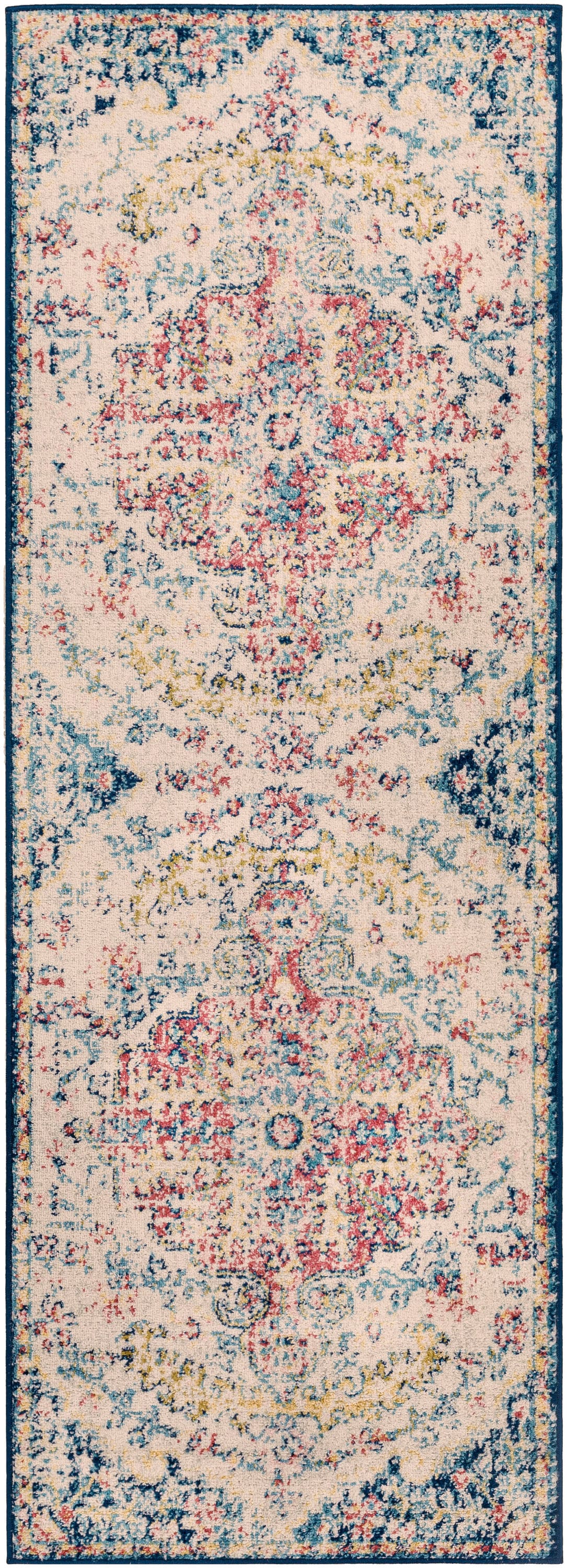 Livabliss MUT2321-2773 Murat 3 x 8 (ft) Polypropylene Garnet/Navy Rectangular Indoor Medallion Oriental Area rug