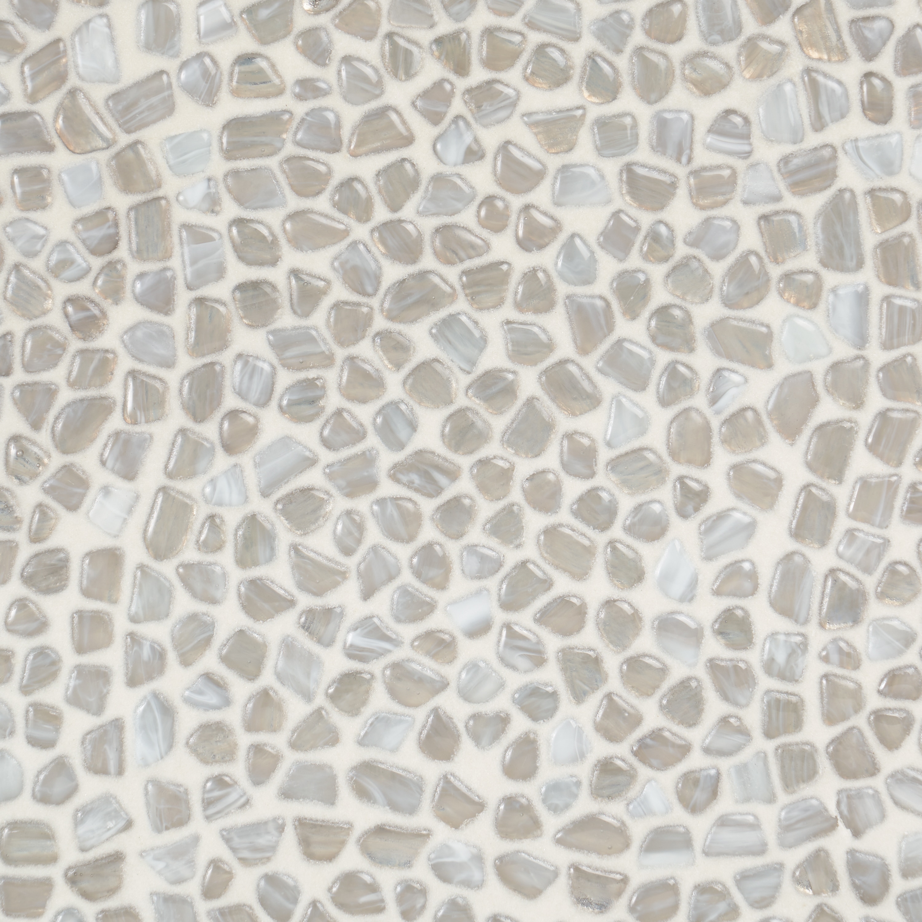 Artmore Tile EXT3RD109186 Apollo Pebble Silver Haze 12-in x 12-in Polished Glass Pebble Mosaic Wall Tile (0.98-sq. ft/ Piece)