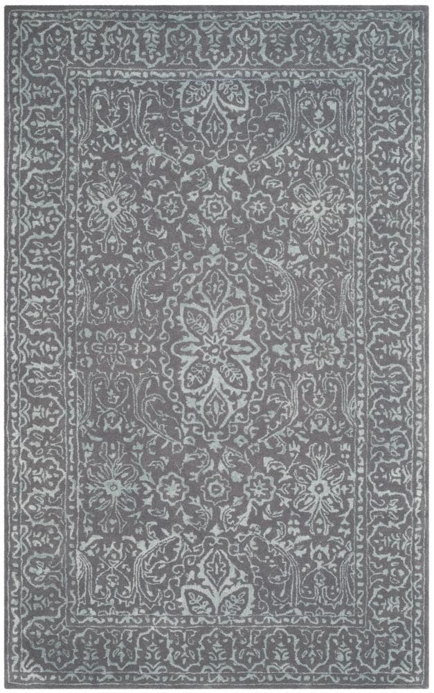 Safavieh GLM516D-5 Glamour Cleo 5 x 8 (ft) Tufted Synthetic Gray/Blue Rectangular Indoor Floral/Botanical Vintage Area rug