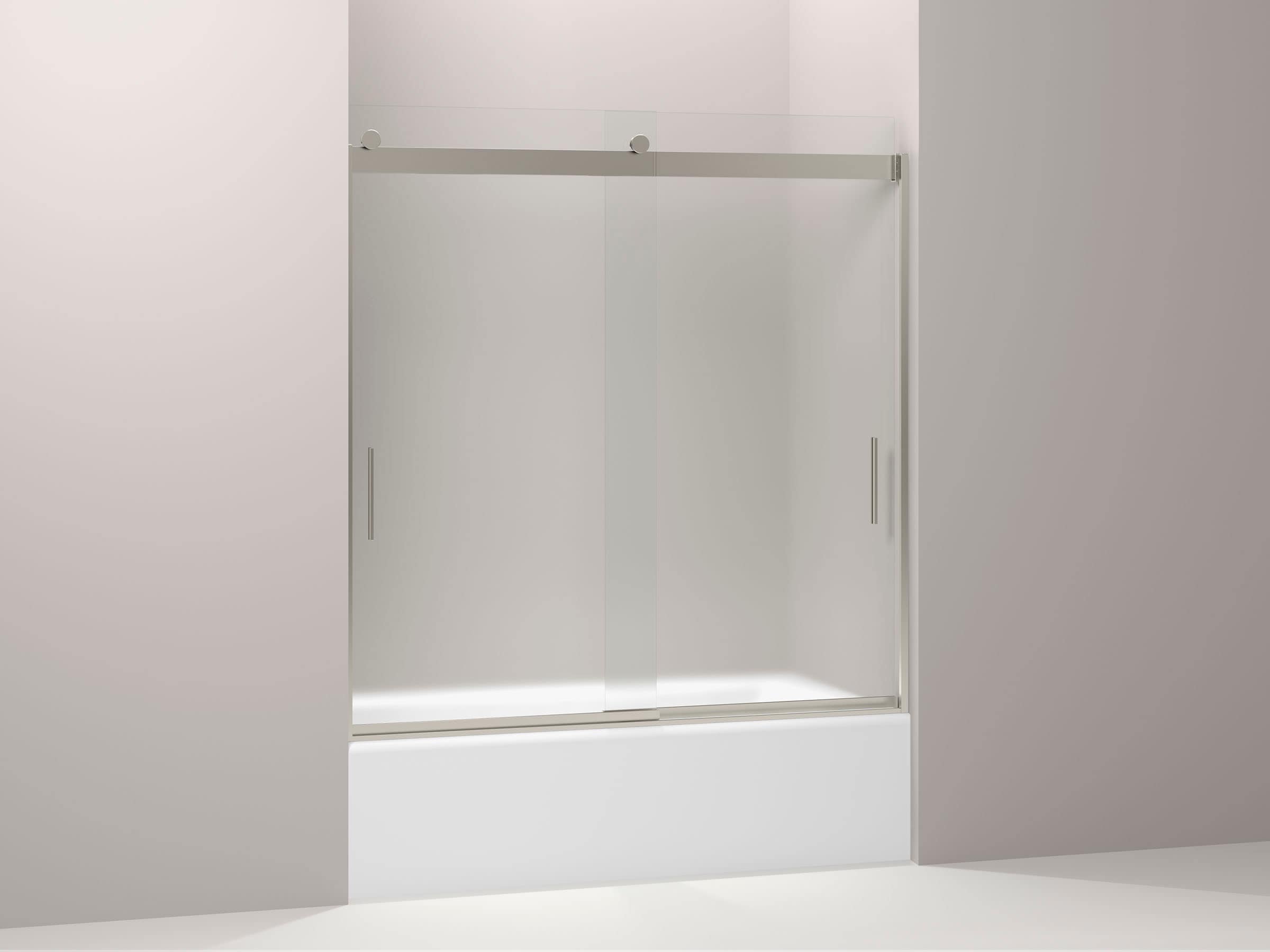 KOHLER 706000-D3-MX Levity#174 Matte Nickel 56-in to 60-in W x 62-in H Frameless Bypass Sliding Bathtub door
