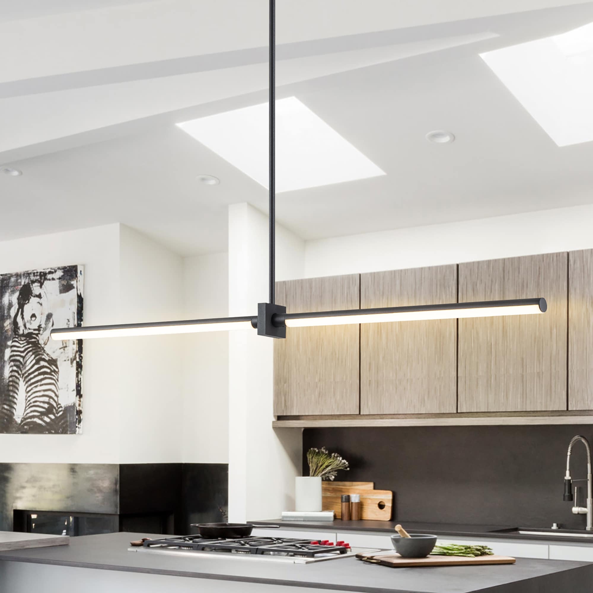 EDISLIVE Y81010000051438 Neculina 1 -Light Matte Black Modern/contemporary Linear Integrated LED Large Hanging Kitchen island light