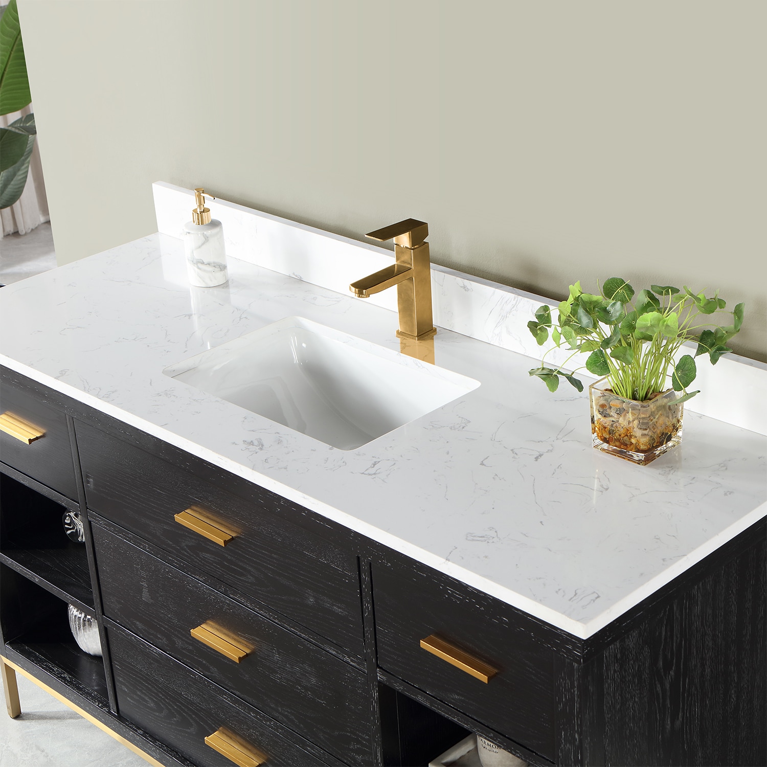 Altair Kesia 60-in Black Oak Undermount Single Sink Bathroom Vanity ...