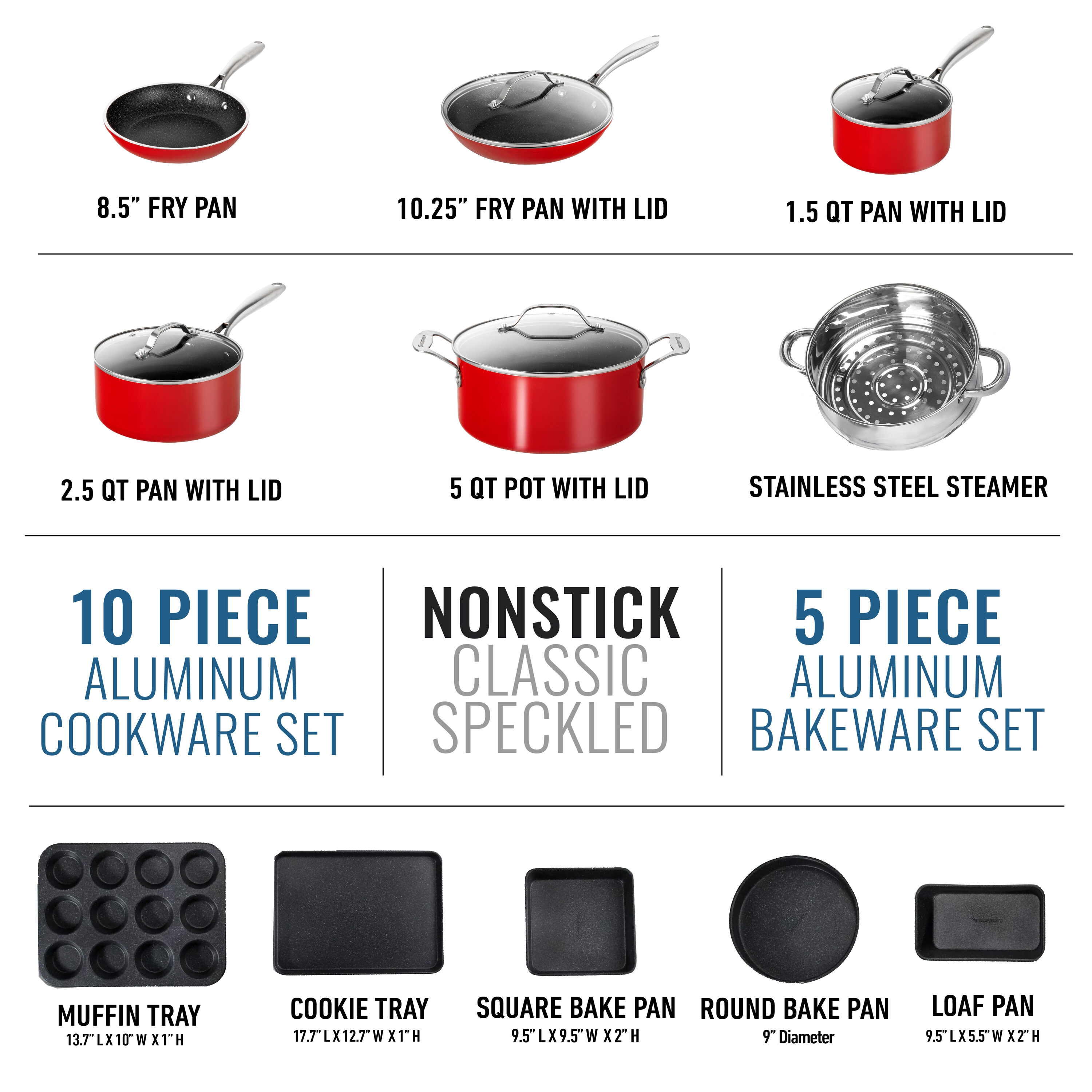 GraniteStone Diamond 14.5-in Aluminum Cookware Set with Lid in the ...