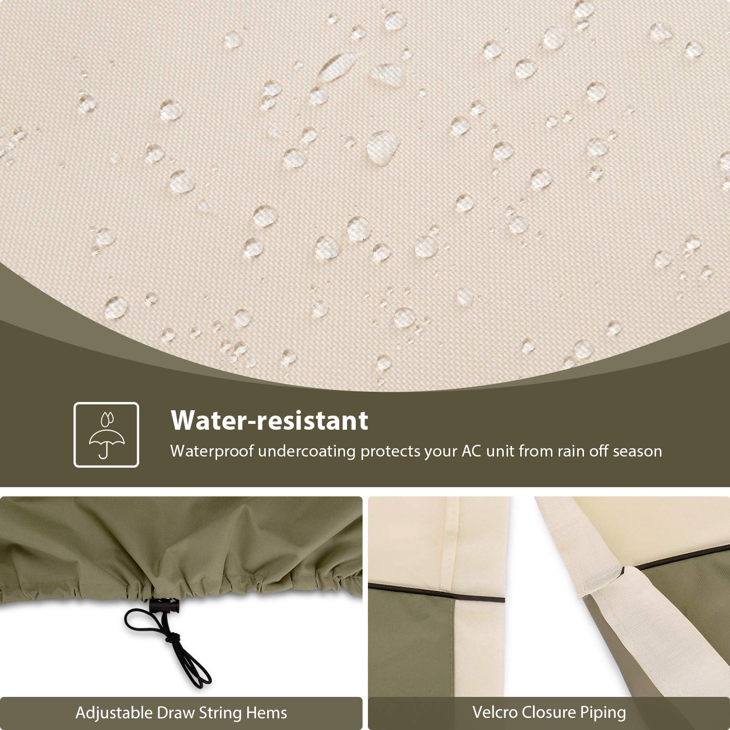 Phyfalip Air Conditioner Cover Outdoor Water Resistant Fabric Fits ...