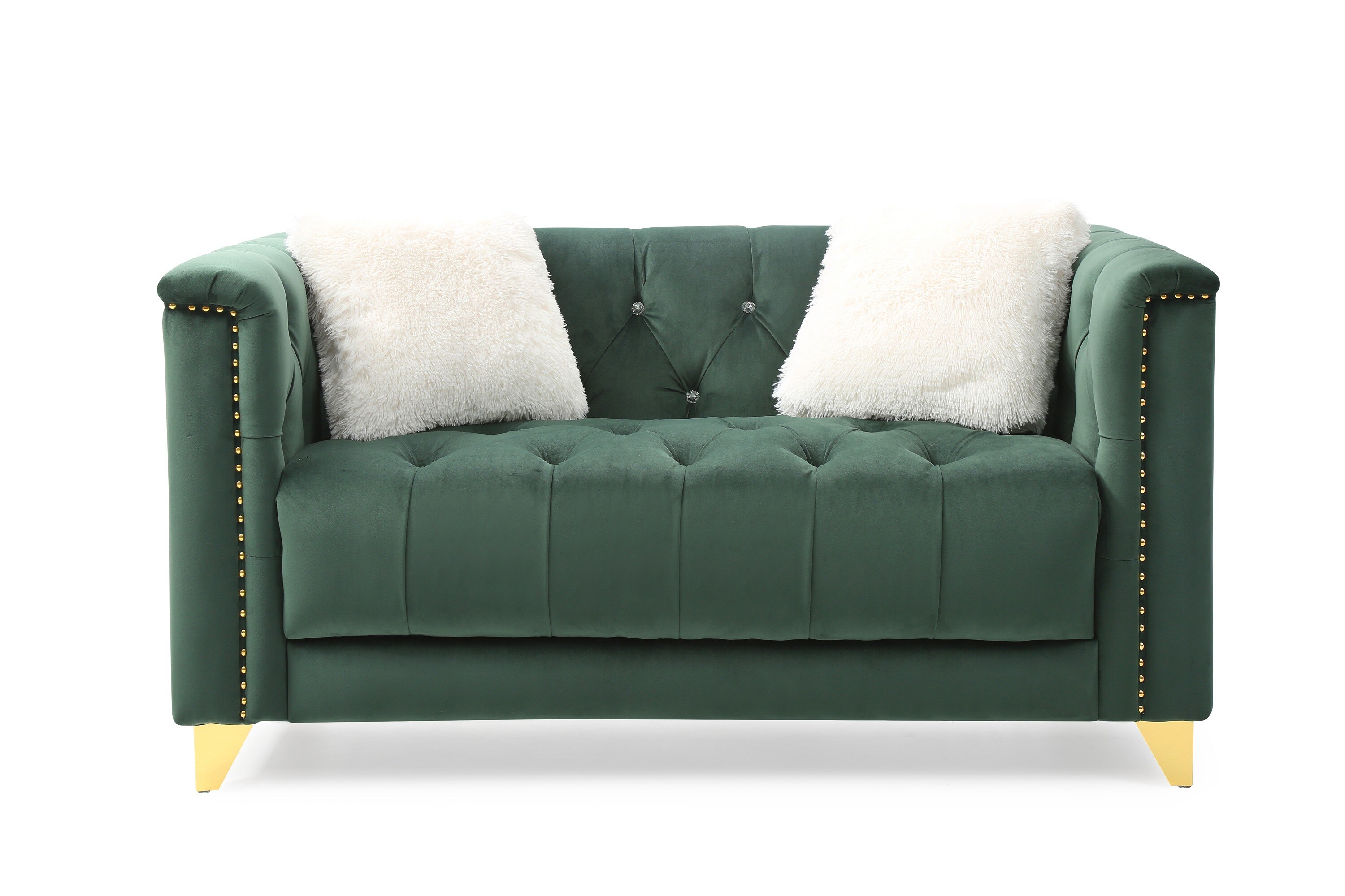 Galaxy Modern 3Piece Velvet Green Living Room Set in the Living Room