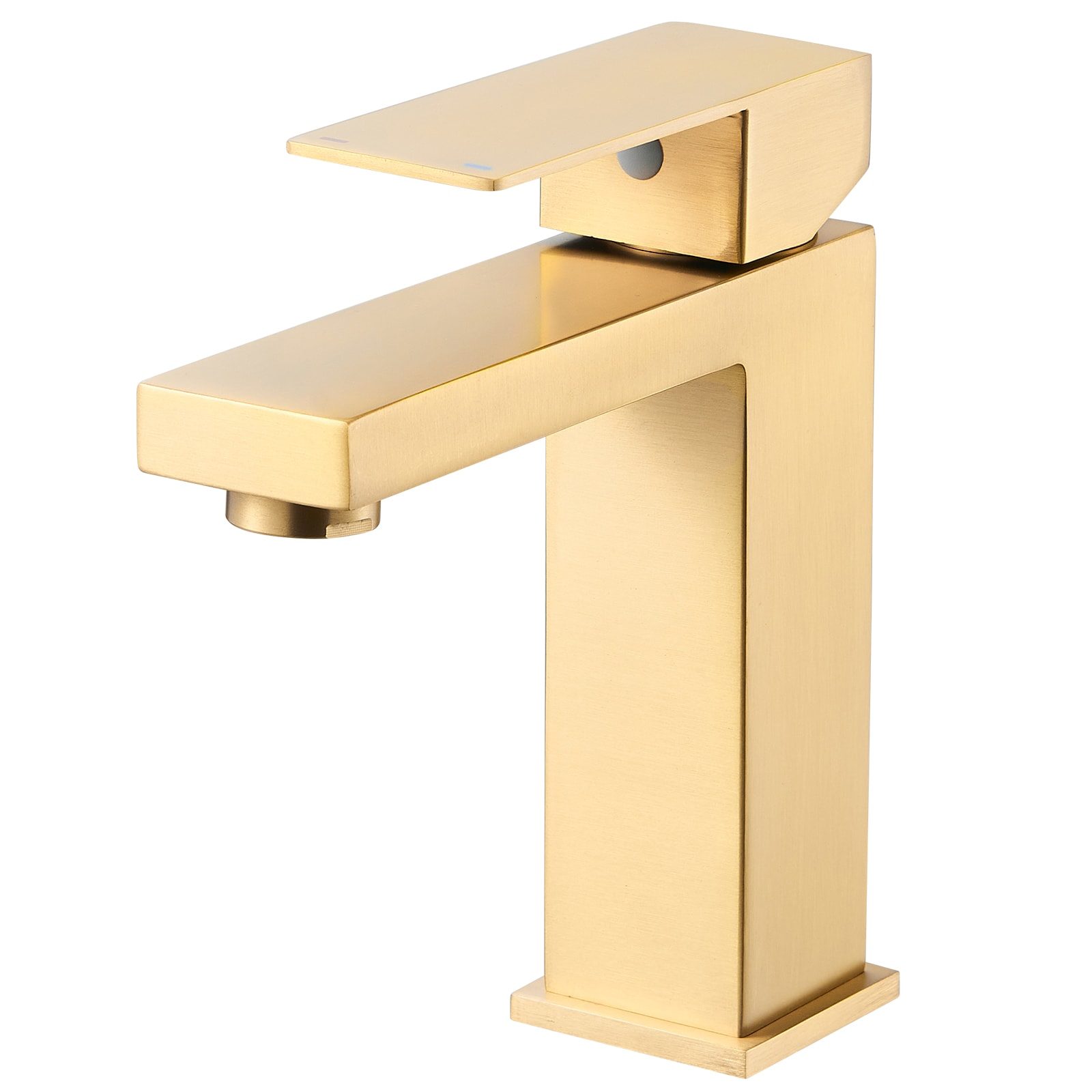 Zalerock L2BF44 Gold Single hole 1-handle Low-arc Residential Handle Bathroom Sink Faucet with Deck Plate