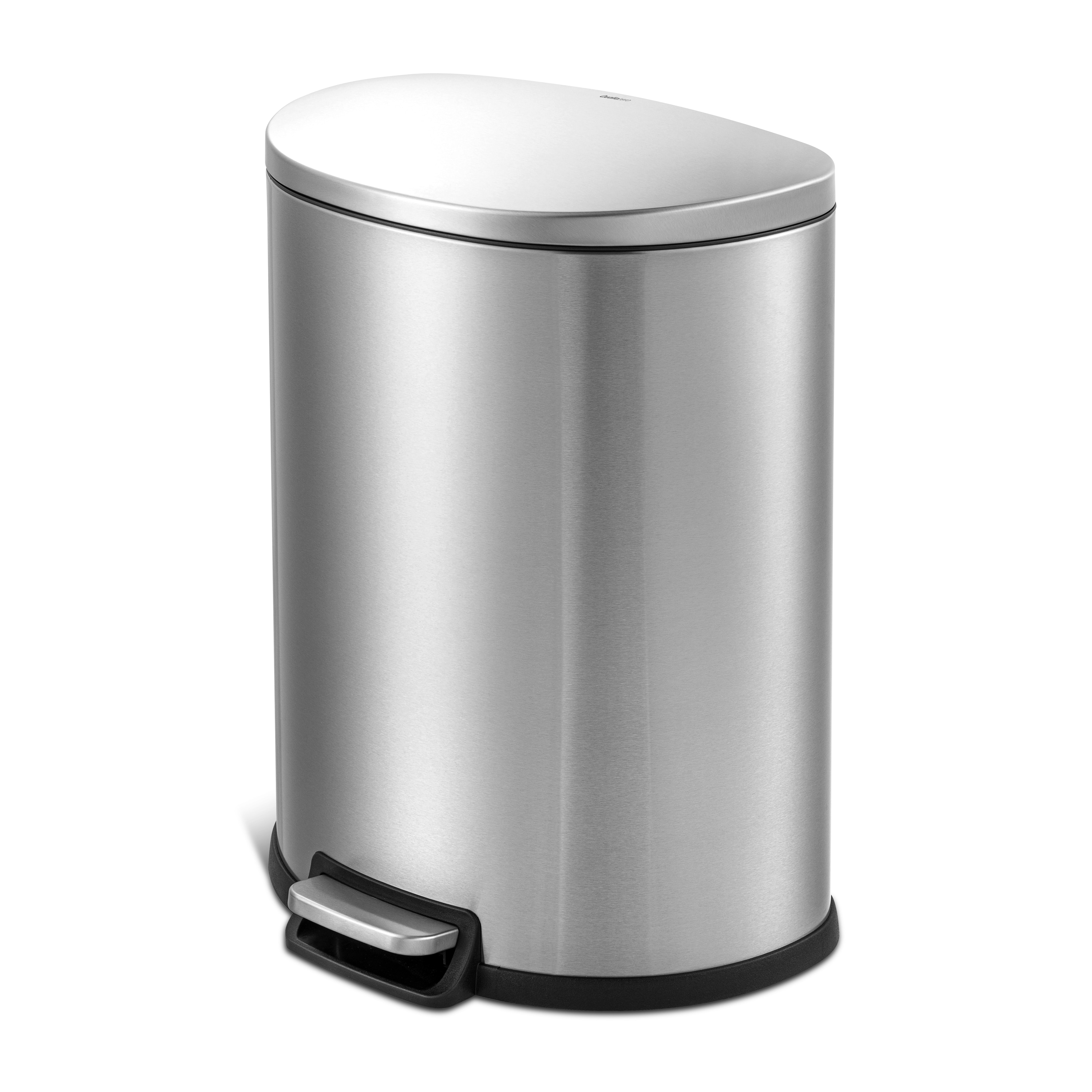 14.5 Gallon Trash Can Stainless Steel Semi-Round Kitchen Trash Can - Silver