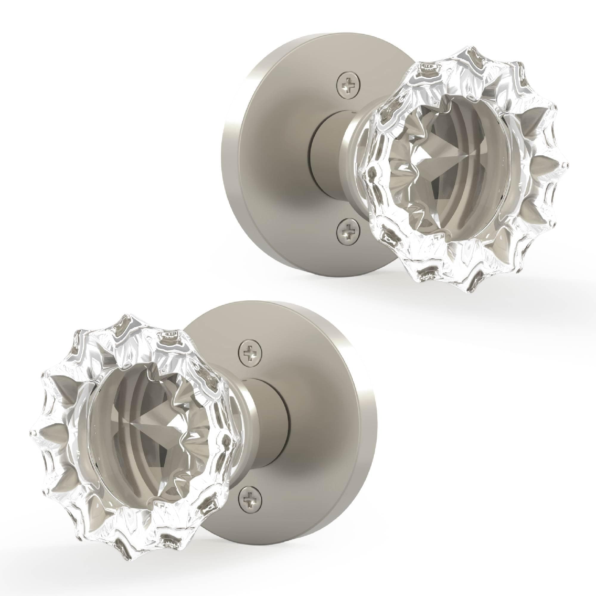 Mega Handles  Feerie Dummy Door Knob - 2 Pack Heavy Duty Dummy Door Knobs Non-Turning Satin Nickel Door Knob for Closet and French Doors Single Side Fits All Standard Doors - Satin Nickel