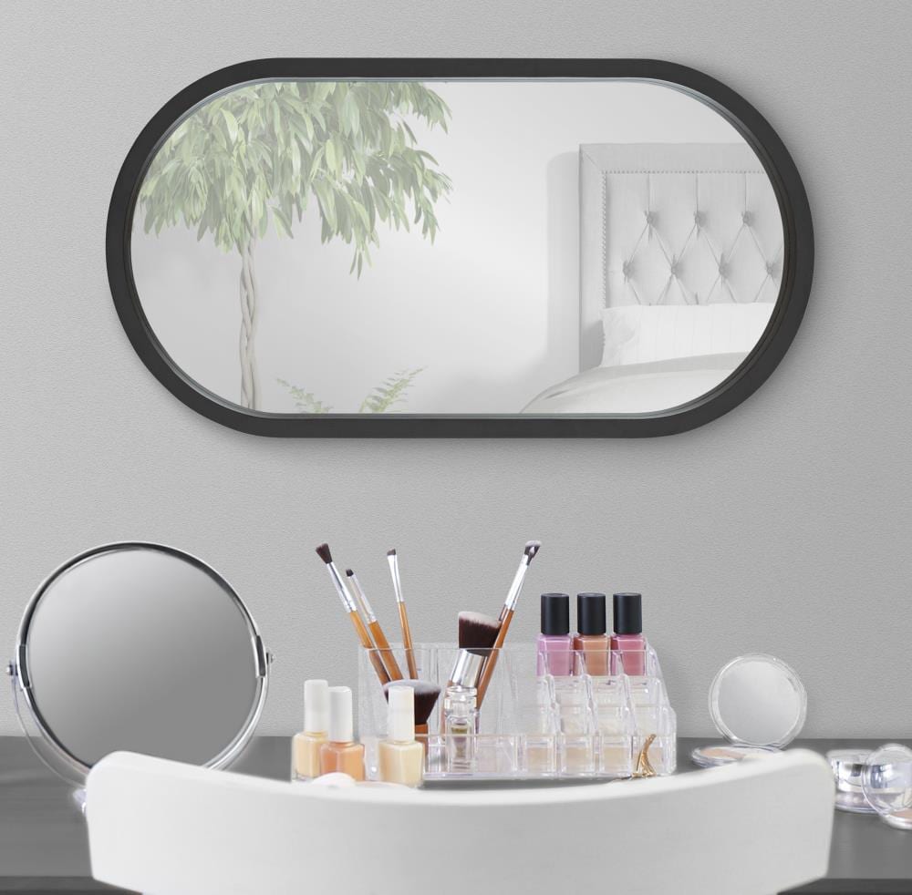 Travis Capsule Black Wood Framed Full-Length Vanity Mirror 12x24