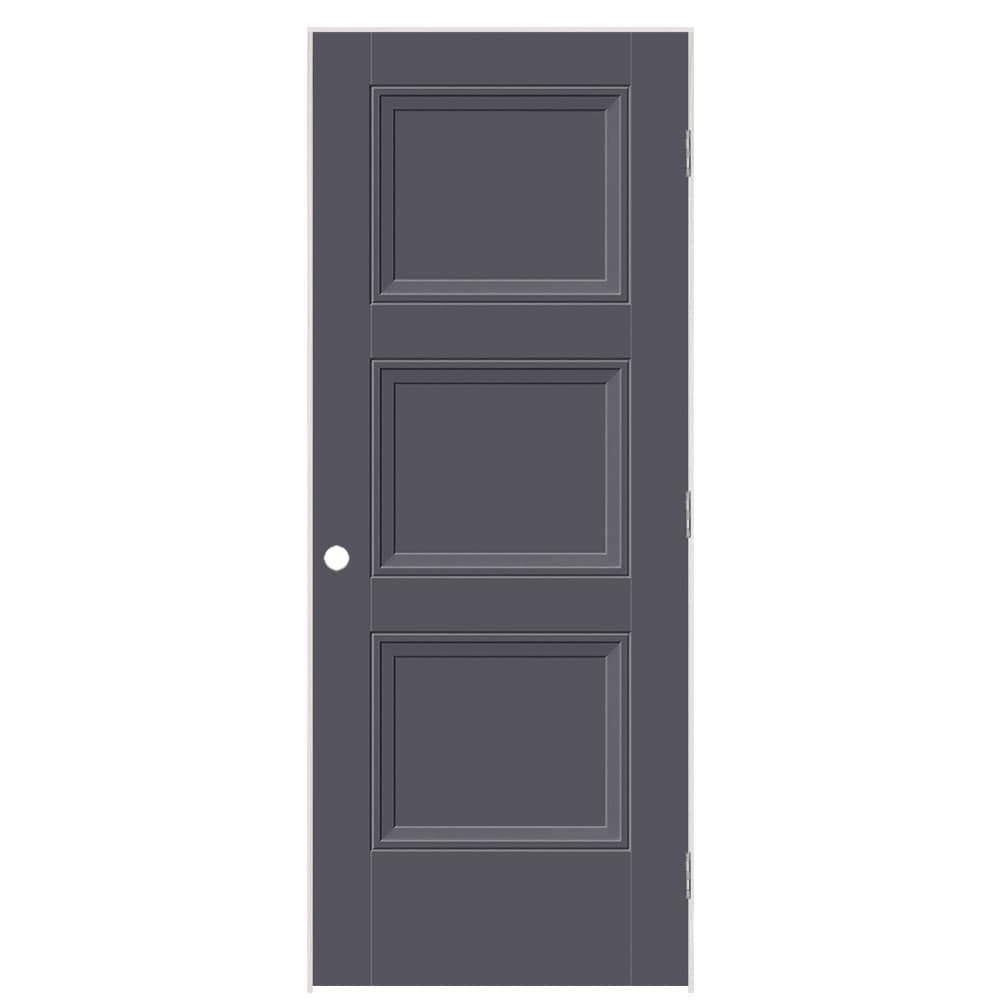 Masonite 1573389 32-in x 80-in Slate Solid core 3-panel square Left hand Smooth Prefinished Molded composite Flat Jamb Single Prehung Interior Door