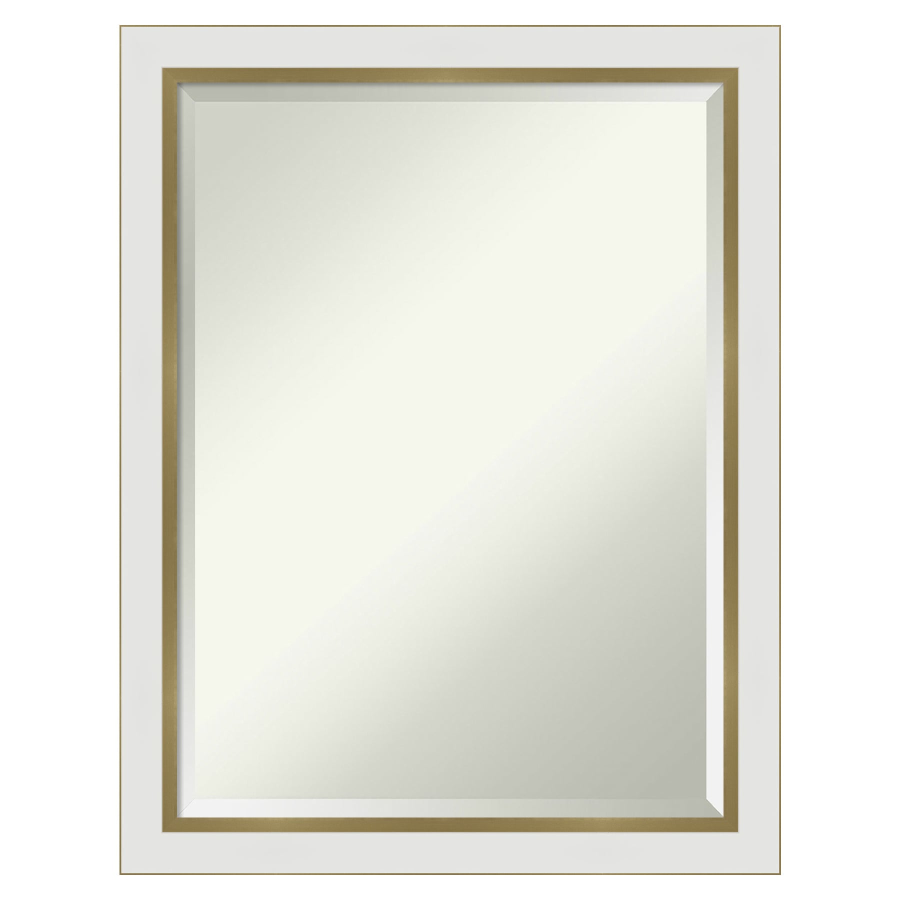 Amanti Art DSW4593118 Eva 21.12-in x 27.12-in Framed Rectangle Bathroom Vanity Mirror ( Satin Gold,White )
