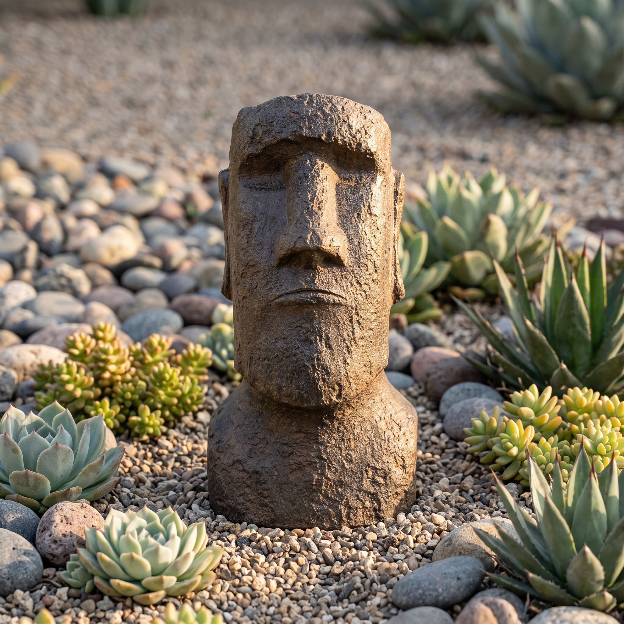 Watnature  Concrete Easter Island Moai Head Statue 24.8 Inch Weather Resistant Moai Bust Sculpture Rustic Stone Look Outdoor Garden Patio Lawn Yard Indoor Home Decor Figurine