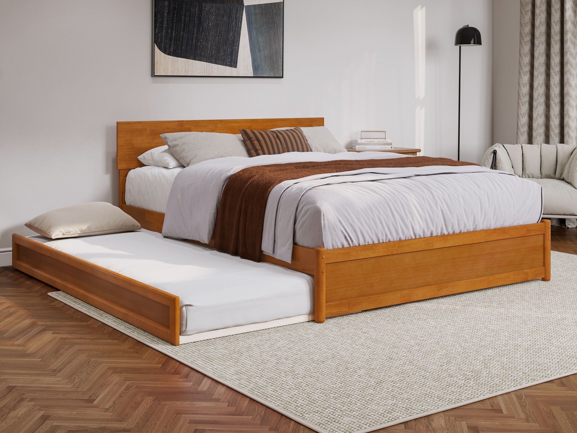 AFI AR818724T Wesley Light Toffee Queen Wood Trundle Bed