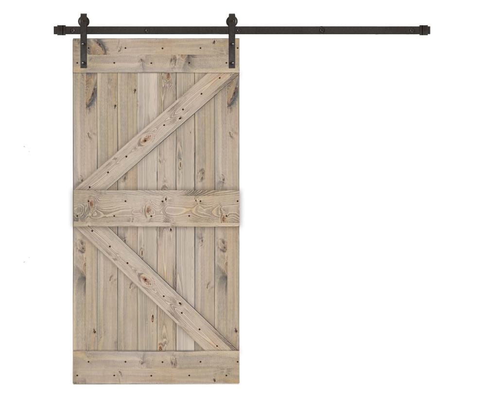 Creative Entryways 36-in x 84-in Weathered Gray K-frame Pine Wood ...