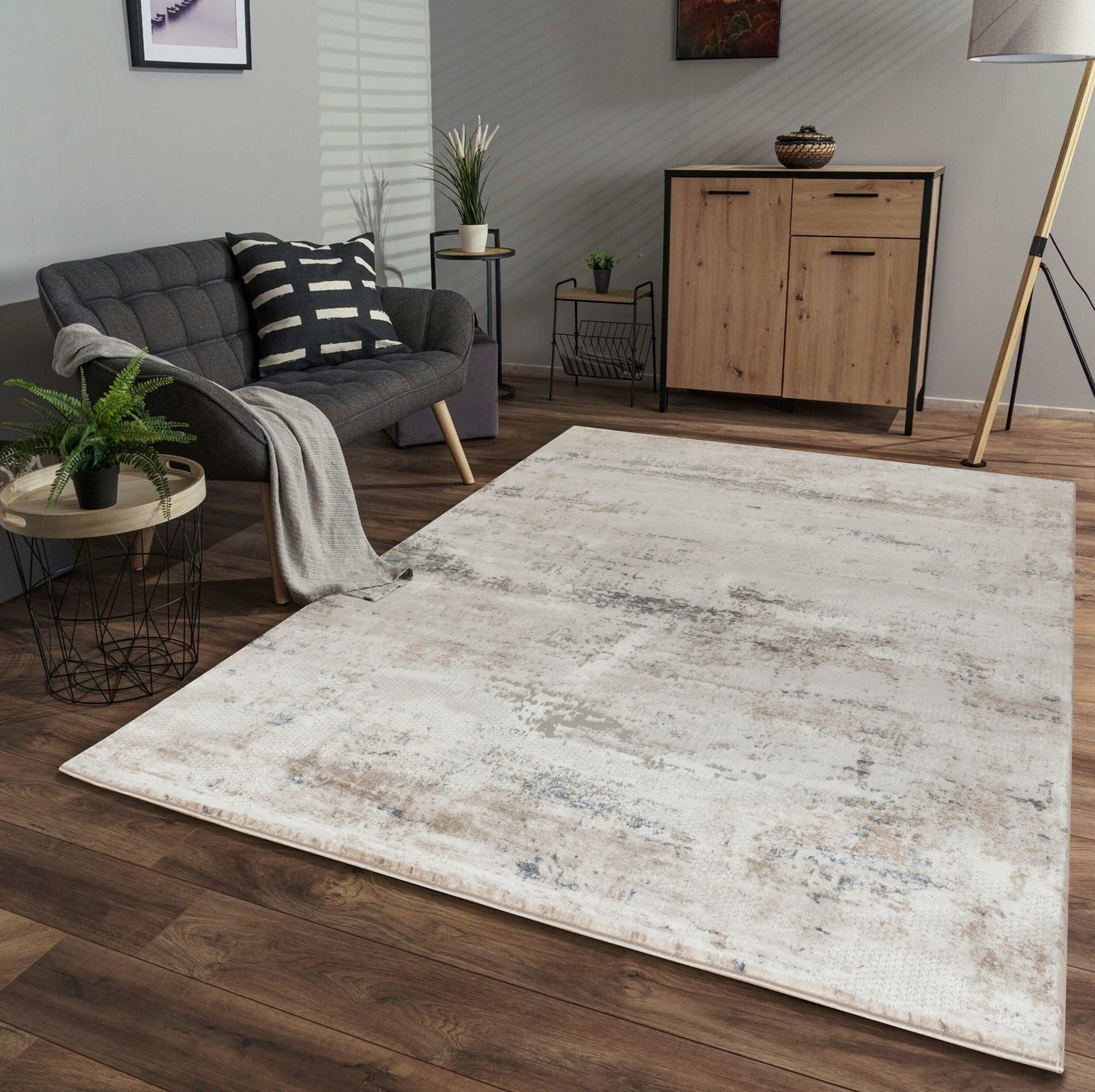 MDA Rugs OM07811 Omari 8 x 10 (ft) Polypropylene Cream Rectangular Indoor Abstract Area rug