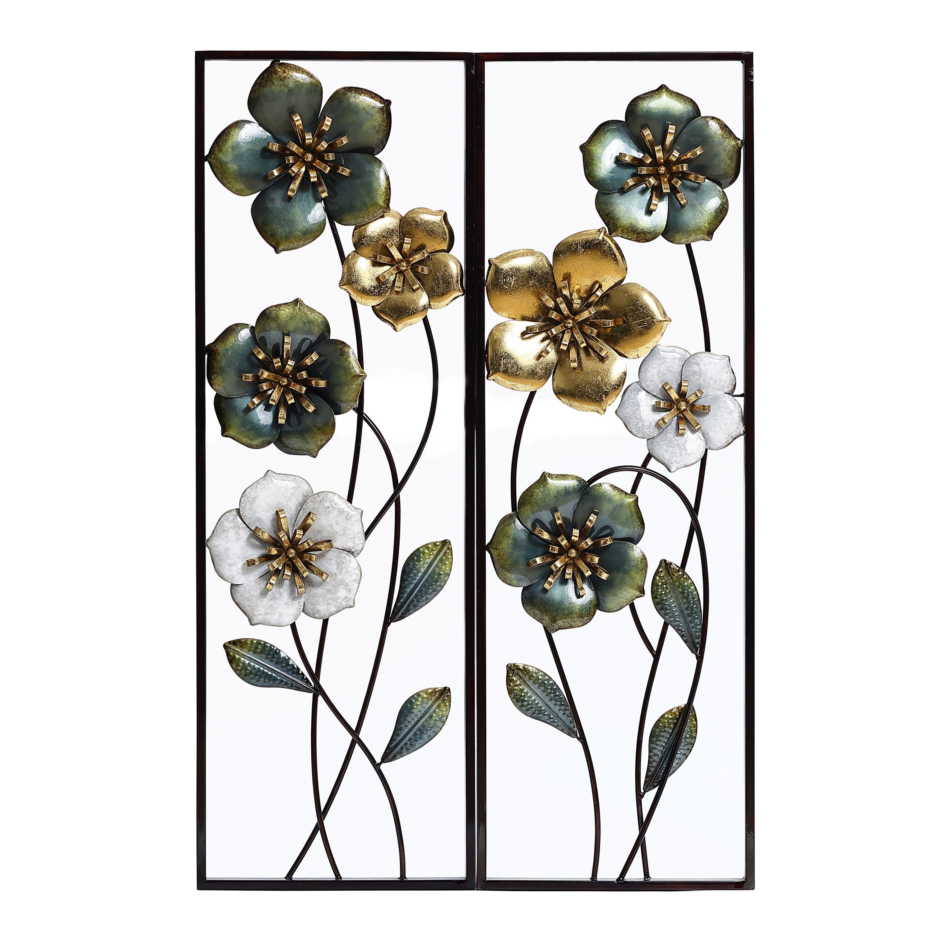 Luxen Home 11.81-in W x 36-in H Metal Floral Wall Accent in the Wall  Accents department at