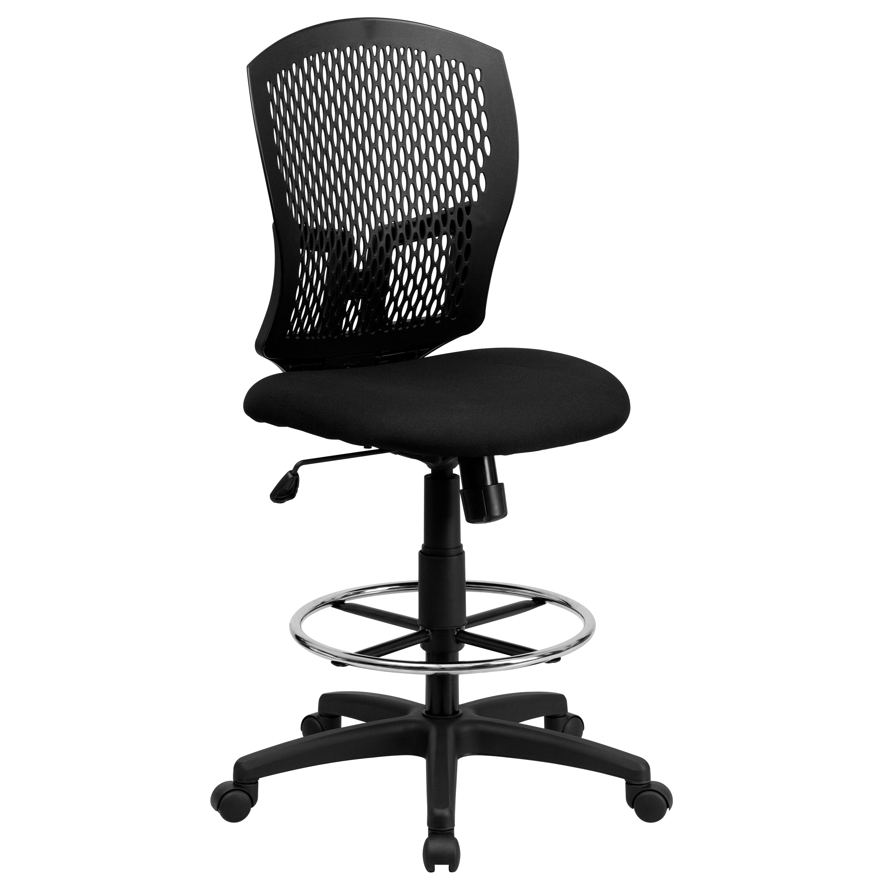 Flash Furniture 847254056380 Black Contemporary Adjustable Height Swivel Upholstered Drafting Chair