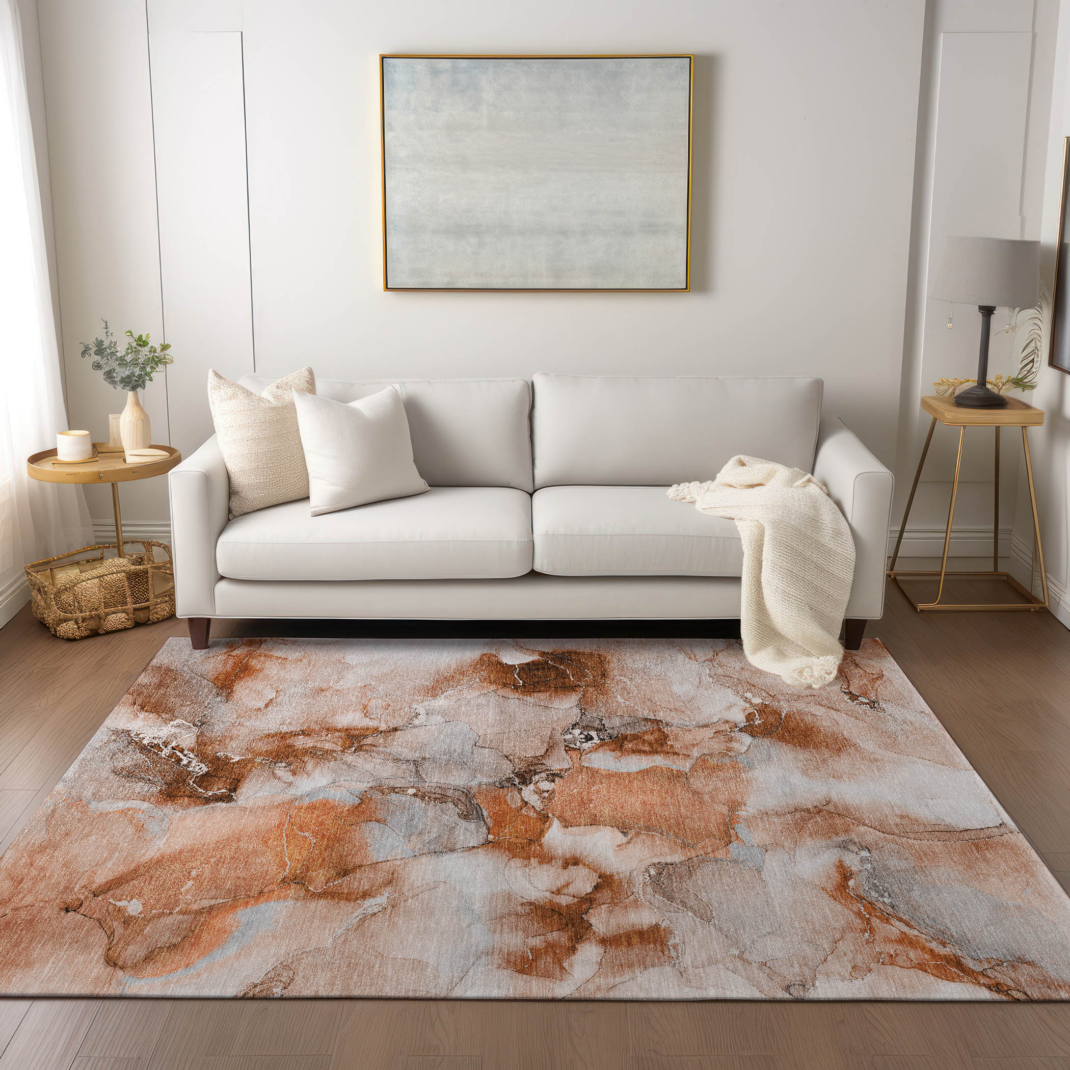 Addison Rugs ACN526PK5X8 Chantille ACN526PK 5 x 7 (ft) Polyester Paprika Rectangular Indoor/Outdoor Abstract Machine washable Area rug