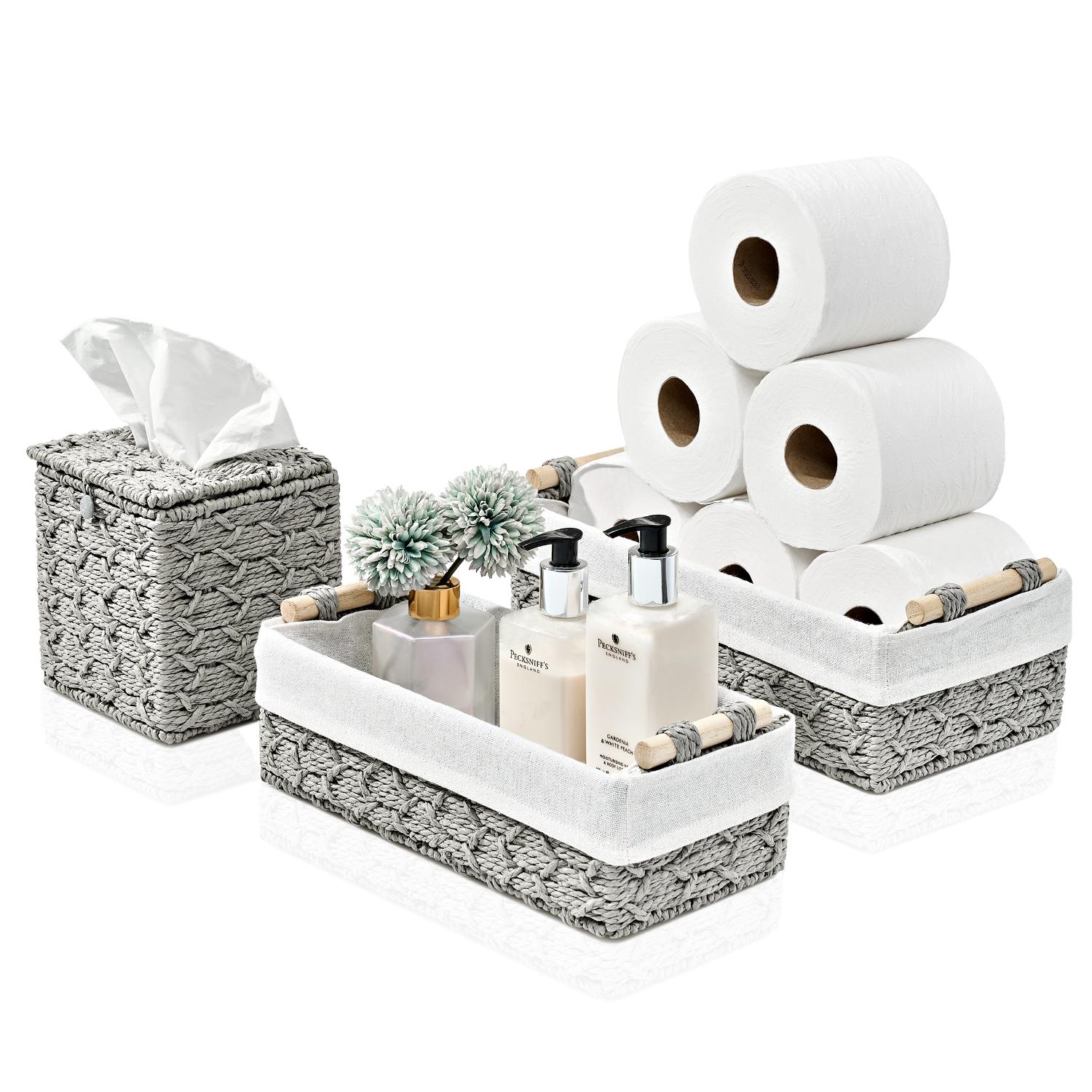 SORBUS WEVRO3-GRY ( 2.4-in W x 4-in H x 6.75-in D ) Gray Polyester Stackable Basket