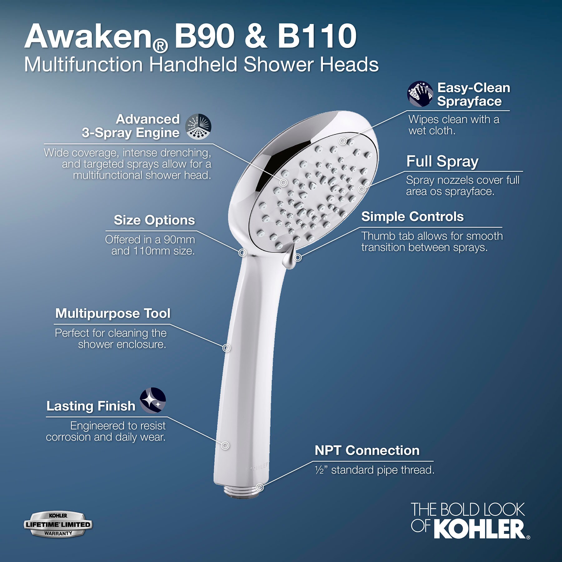 Kohler Awaken Oil Rubbed Bronze Handheld Shower Head 175 Gpm K 72421 G 2bz At 4557