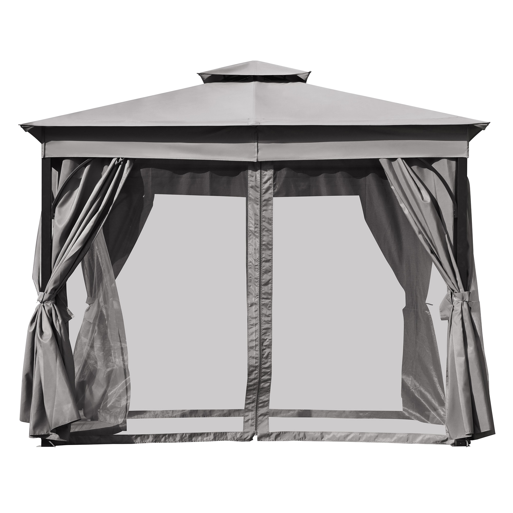 SINOFURN SYA330122GY 10-ft x 10-ft Gray Gazebo with Soft Top Roof (Screen Included)