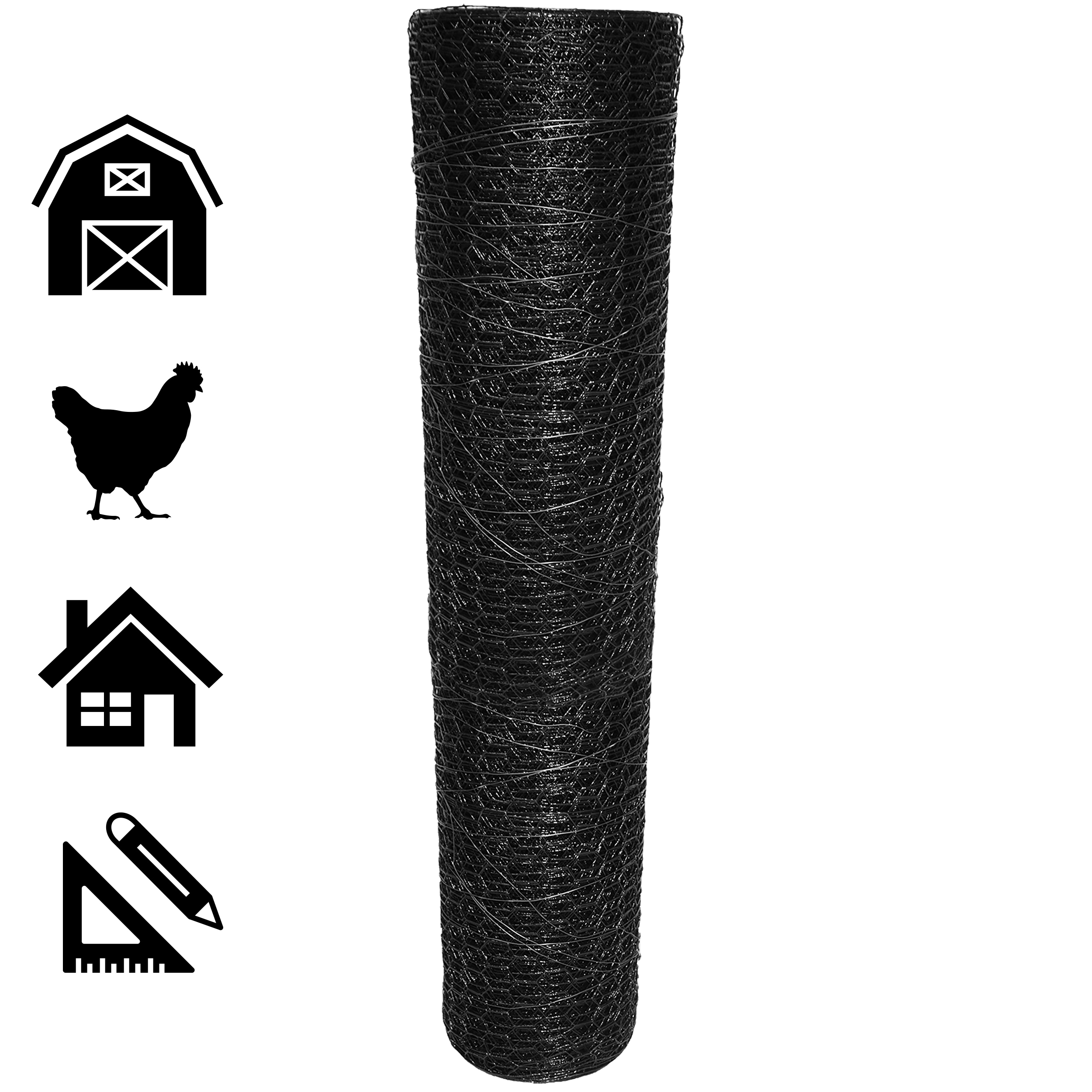 Fencer Wire NV19-B3X150MF34 150 ft. x 12 x 36 in. Vinyl Coated Hex Netting, Black