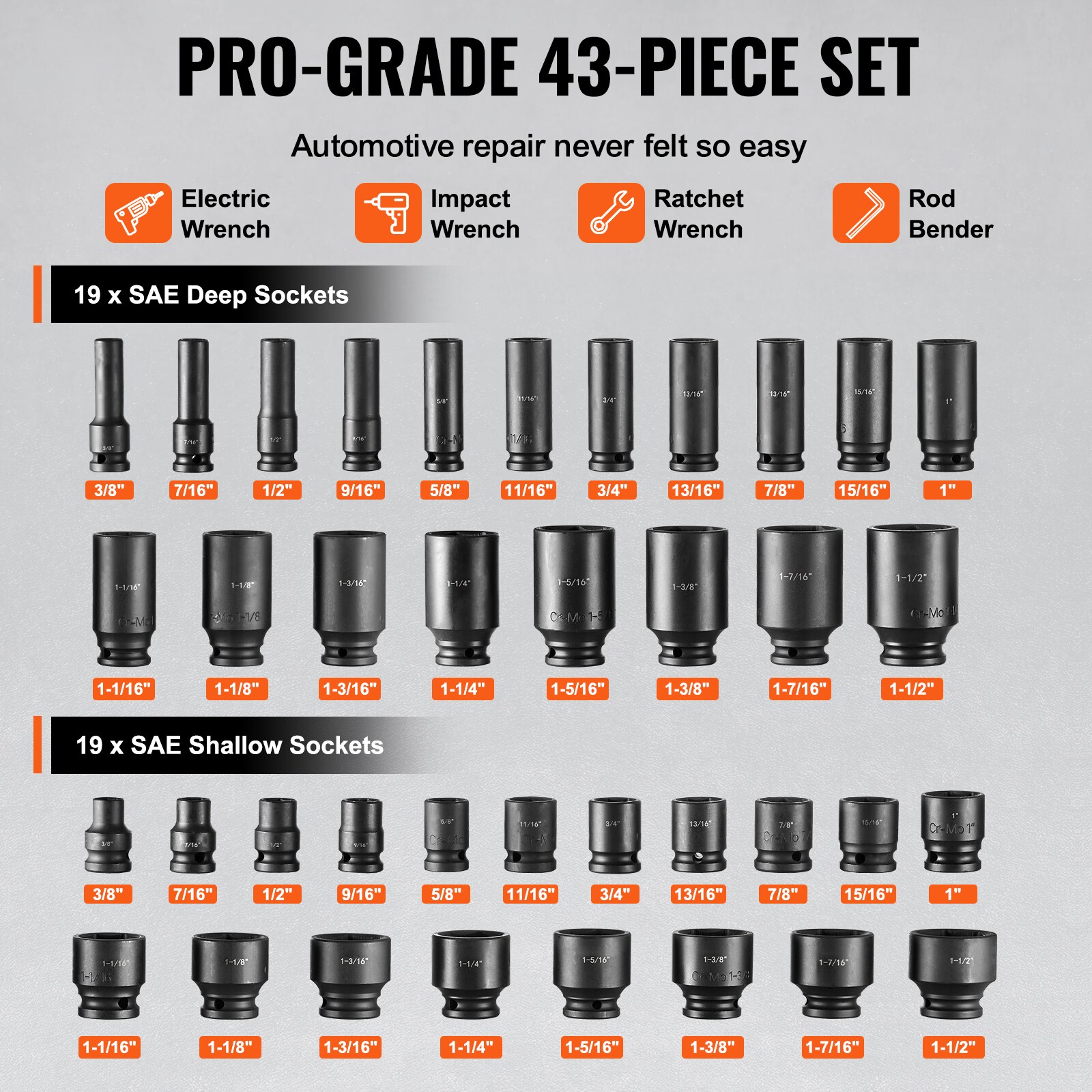 VEVOR SCCJTTZJ1CRM06161V0 Impact-Socket-Sets - View #3