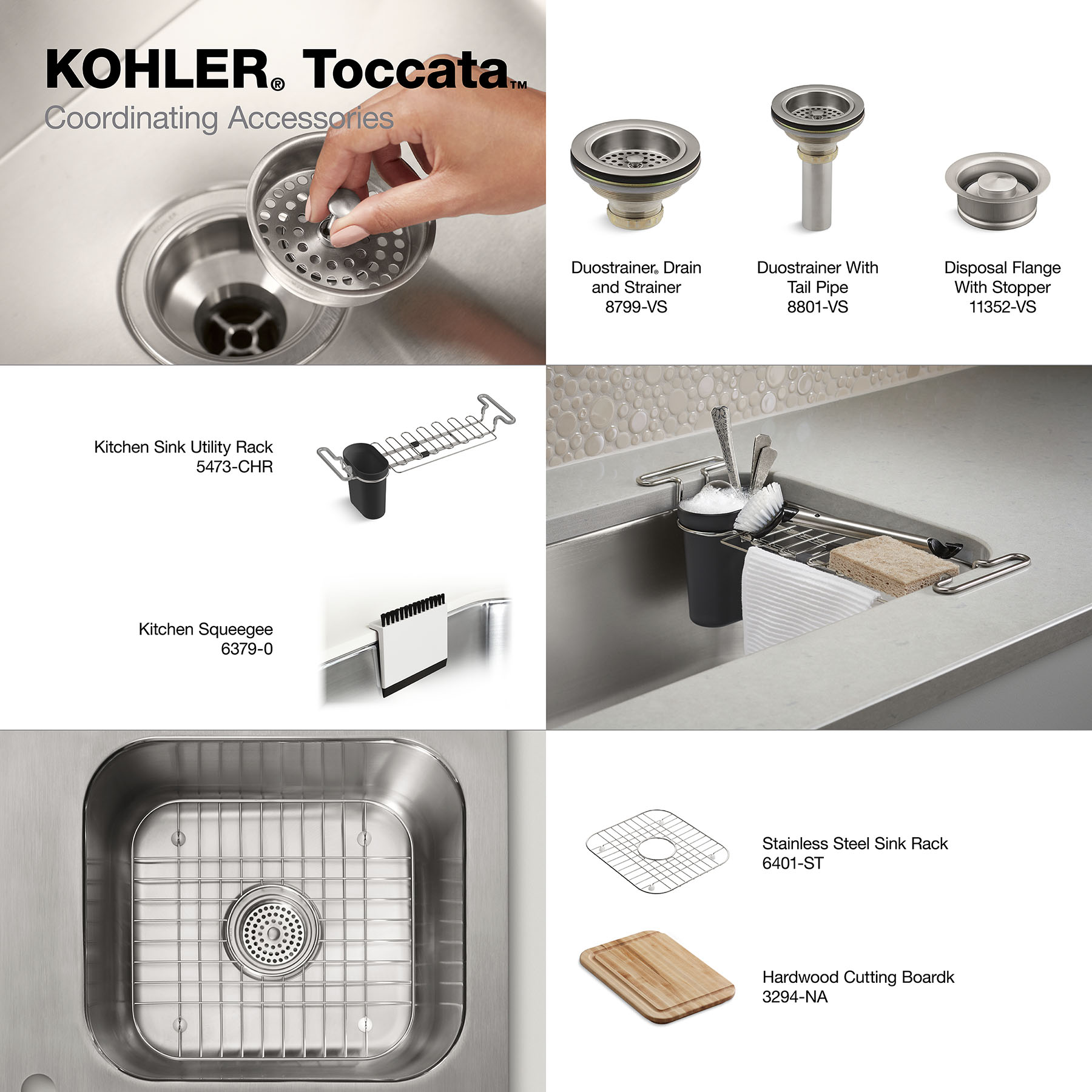  KOHLER Kitchen Sink Squeegee and Countertop Brush