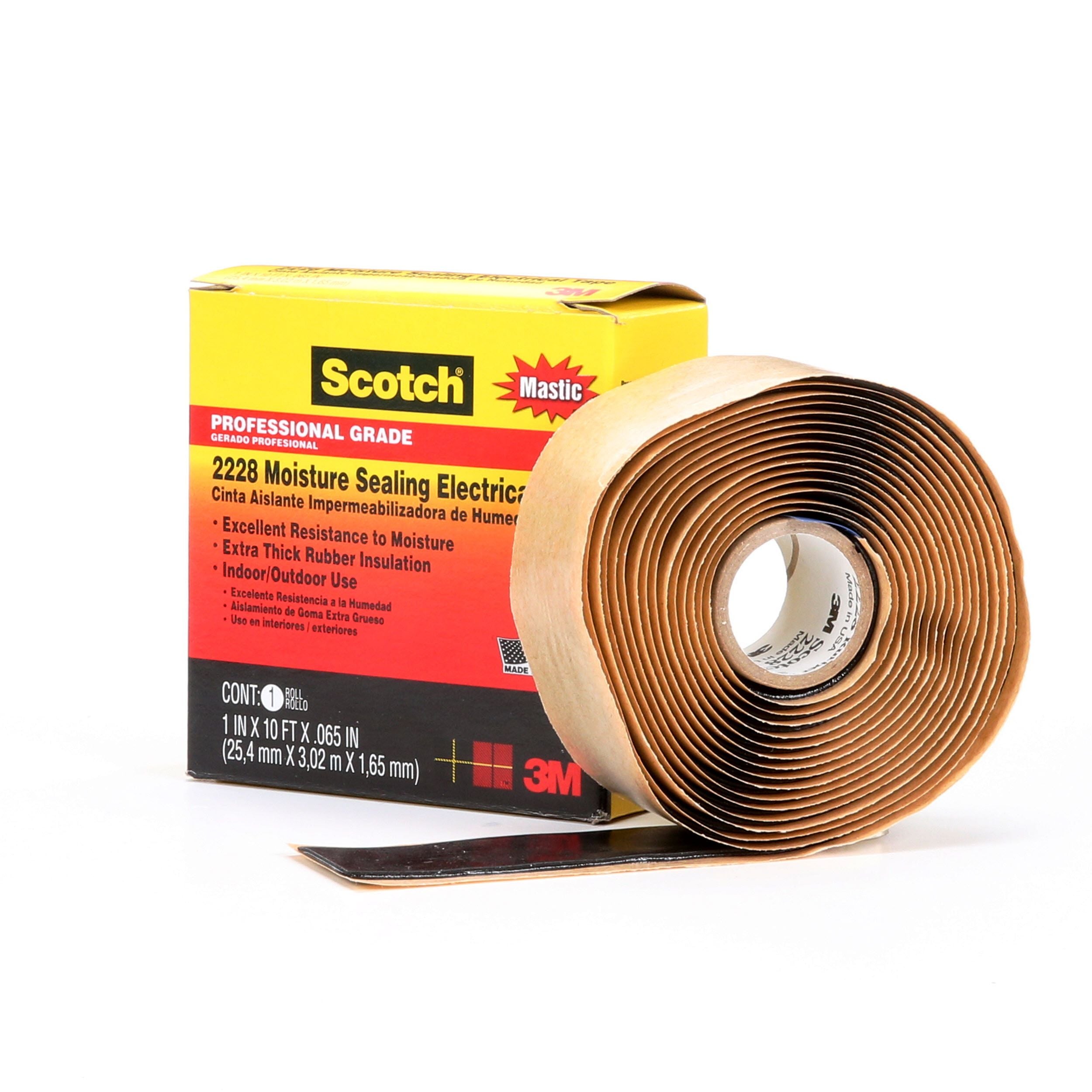 1 in x 10 ft Black Scotch® Rubber Mastic Tape 2228 