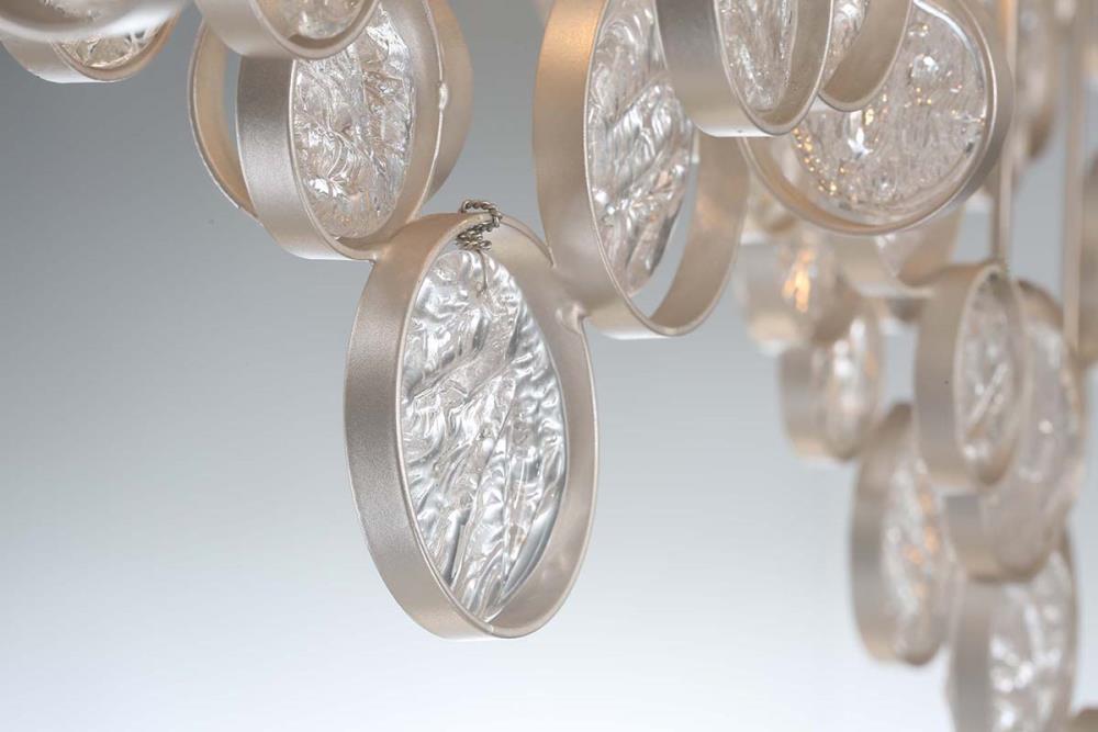 Trento 15-Light Champagne Silver and Clear Glass Chandelier