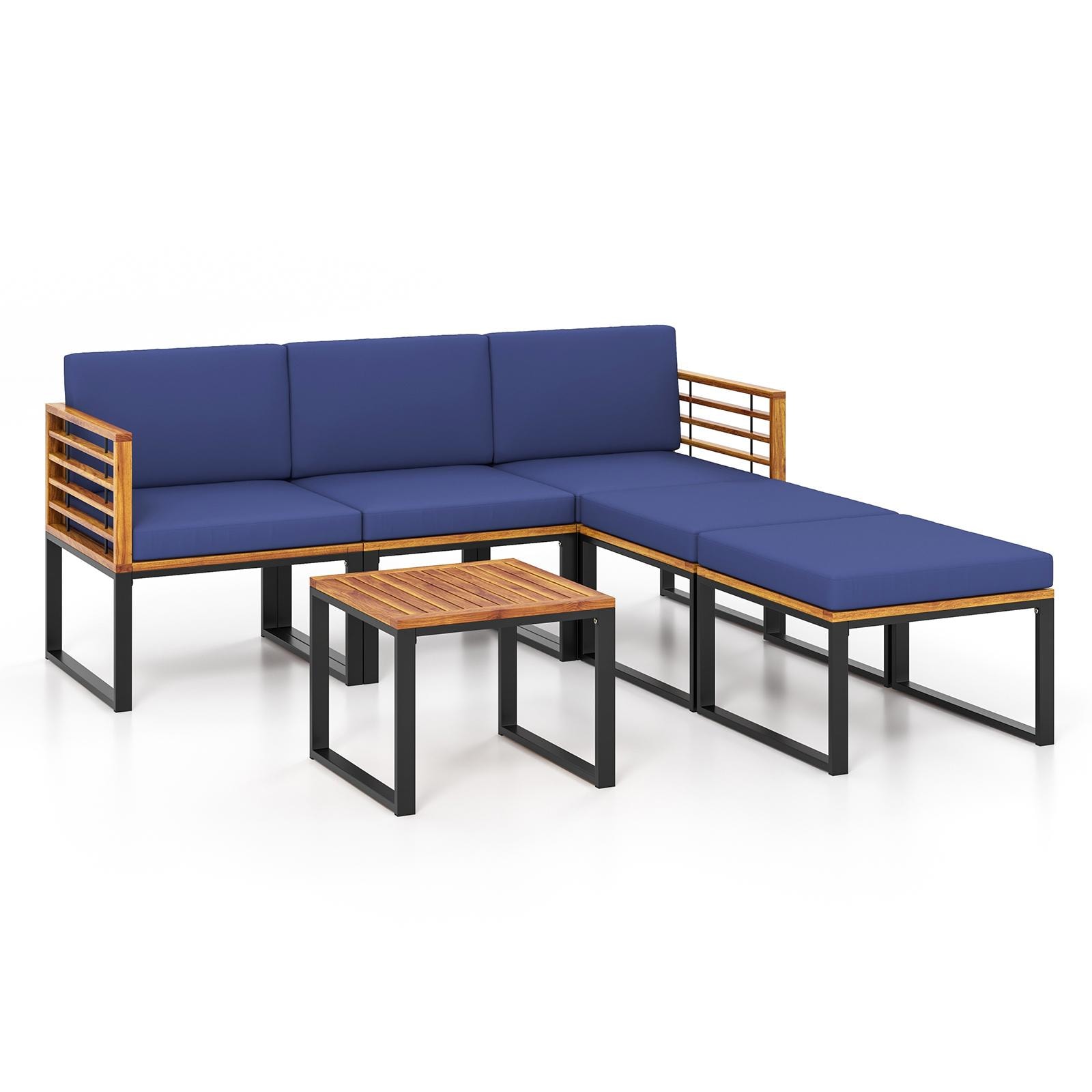 BABOOM BOM-0982NY+-CO 6 -Piece Patio Conversation Set with Blue Cushions