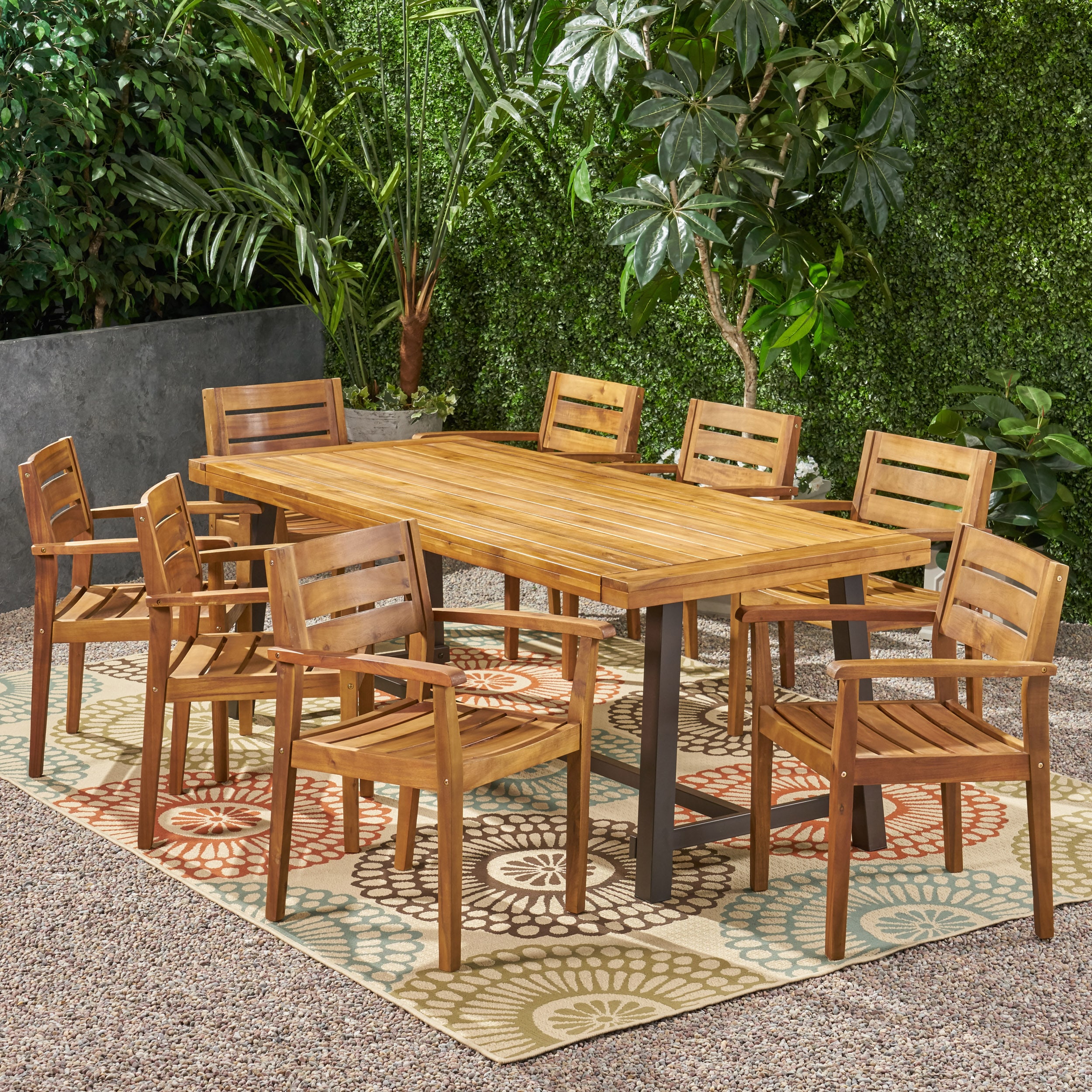 Balfour 9-Piece Teak Acacia Wood Outdoor Dining Set