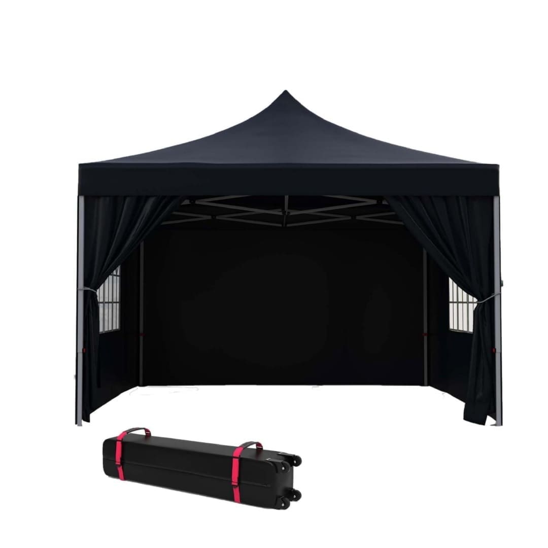 Qeetex KL-PHO-13GYS9D0 10X10 Pop Up Canopy Tent One Push Setup Full Coverage 4 Sidewalls Wheeled Storage Bag Effortless Assembly for Backyard Patio Events Gatherings