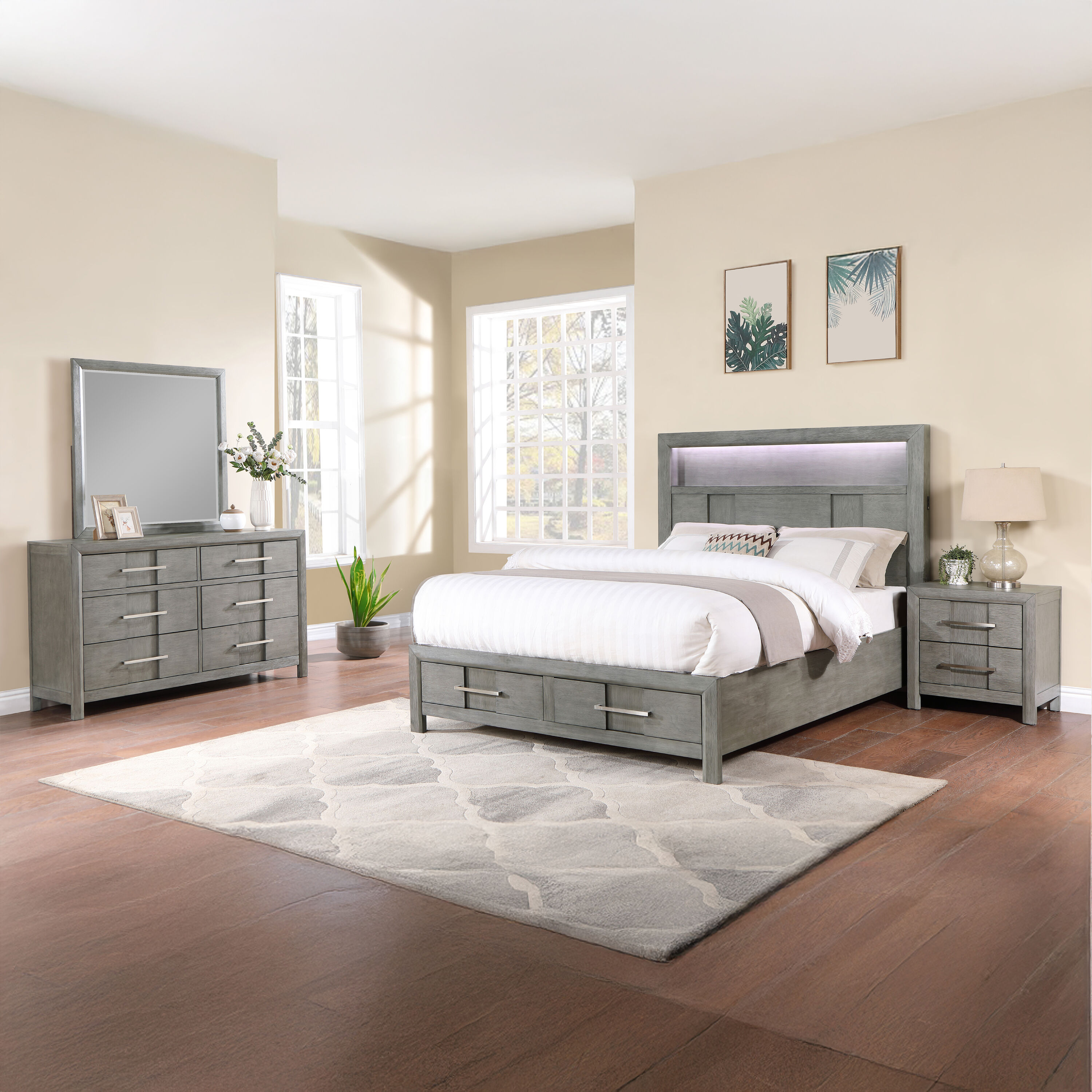 Galaxy 601955550482 Kenzo Gray Queen Bedroom Set