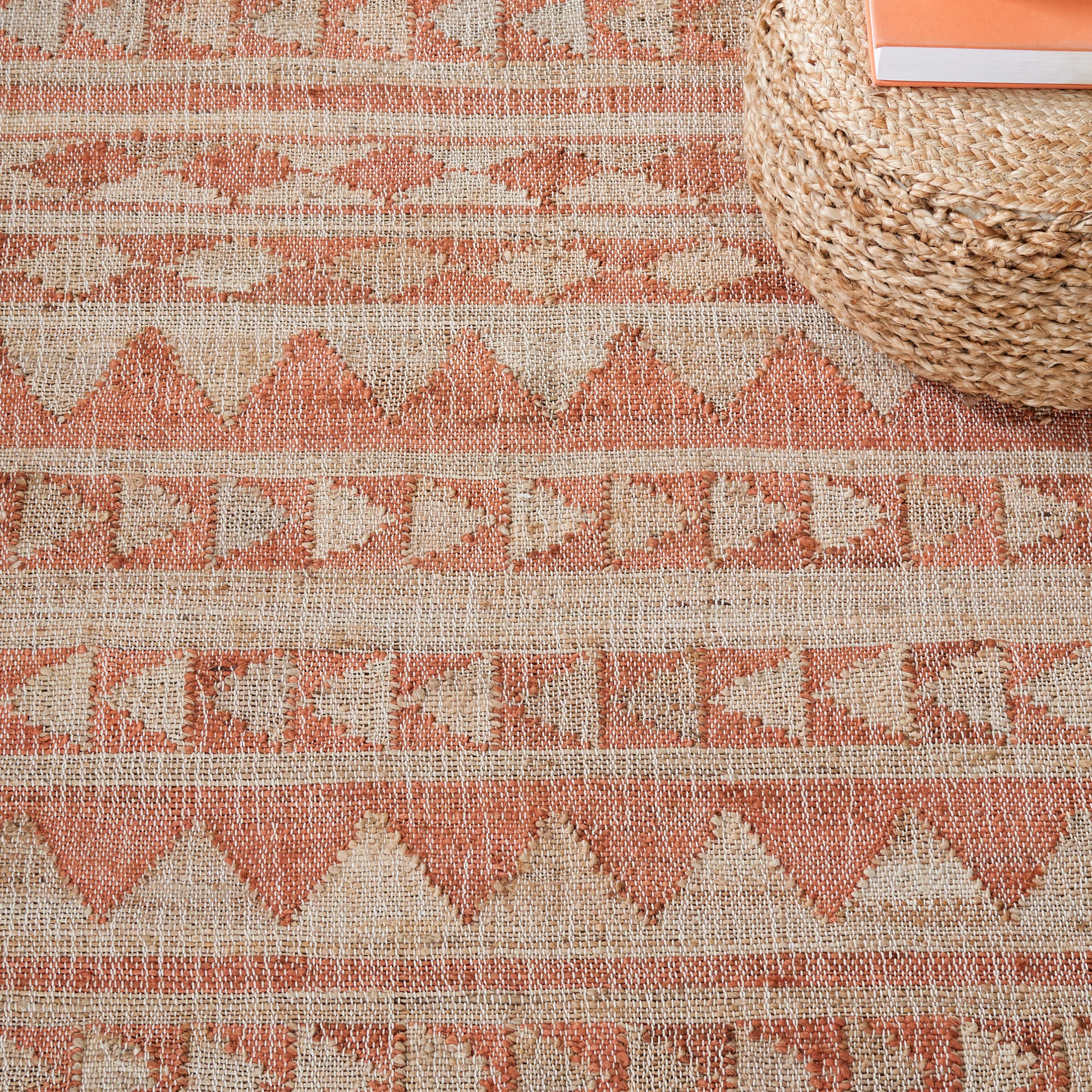 Natural and Rust Wool Handmade 8' x 10' Area Rug