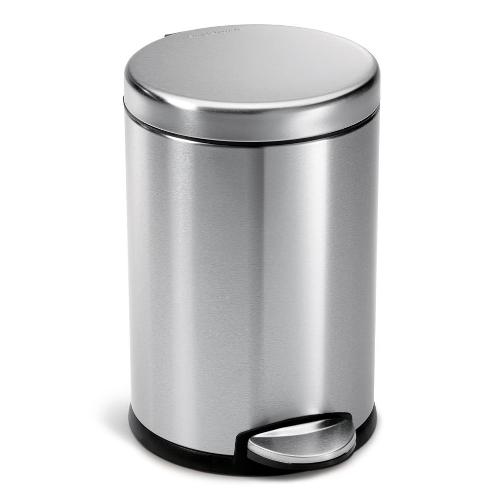 H+lux Small Trash Can with Lid Soft Close, Foot Pedal Round Bathroom  Garbage Can with Stainless Steel Removable Inner Wastebasket,  Anti-Fingerprint