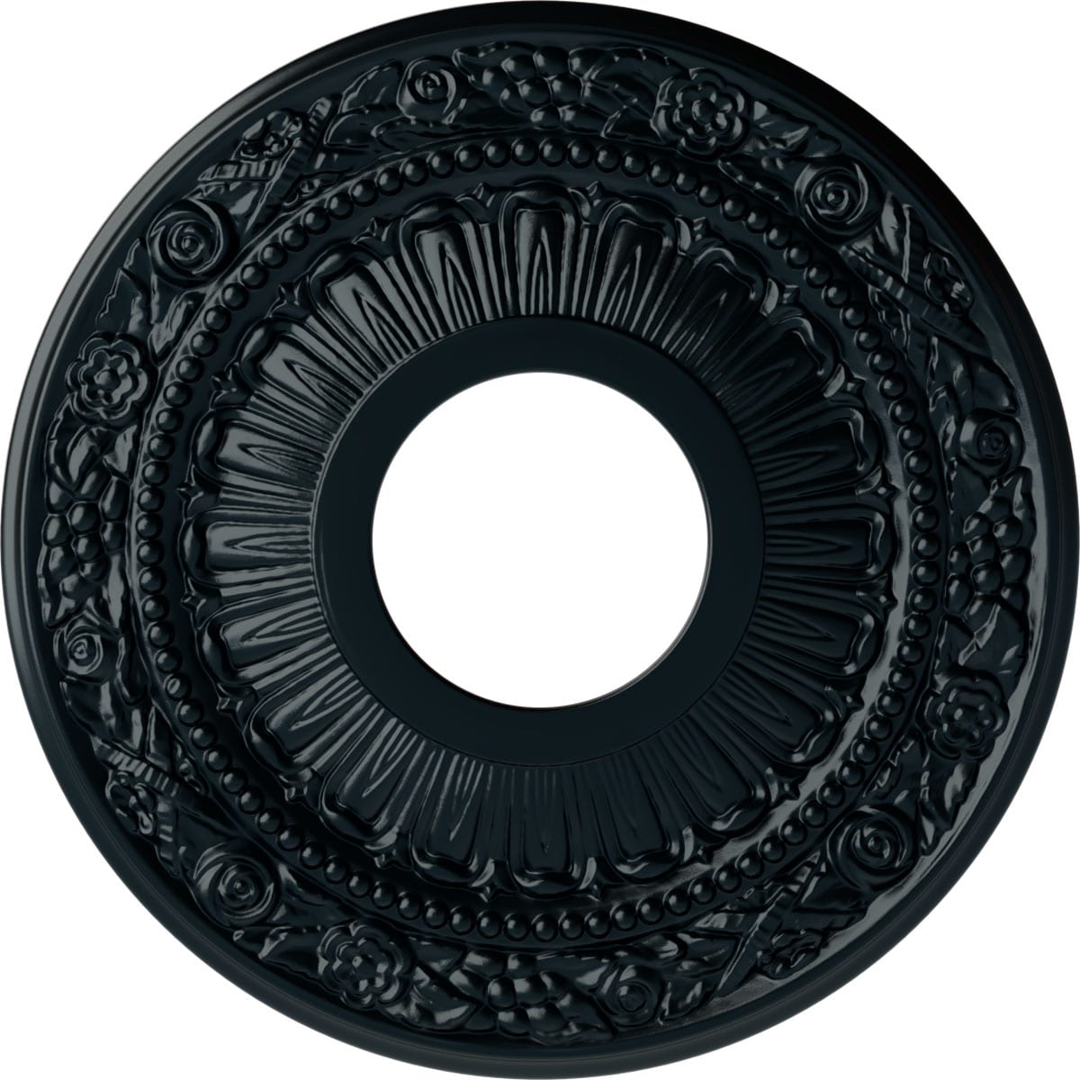 Ekena Millwork CM12NANSF Nadia 12.125-in W x 12.125-in L Painted Night Shade Polyurethane Whole Ceiling Medallion