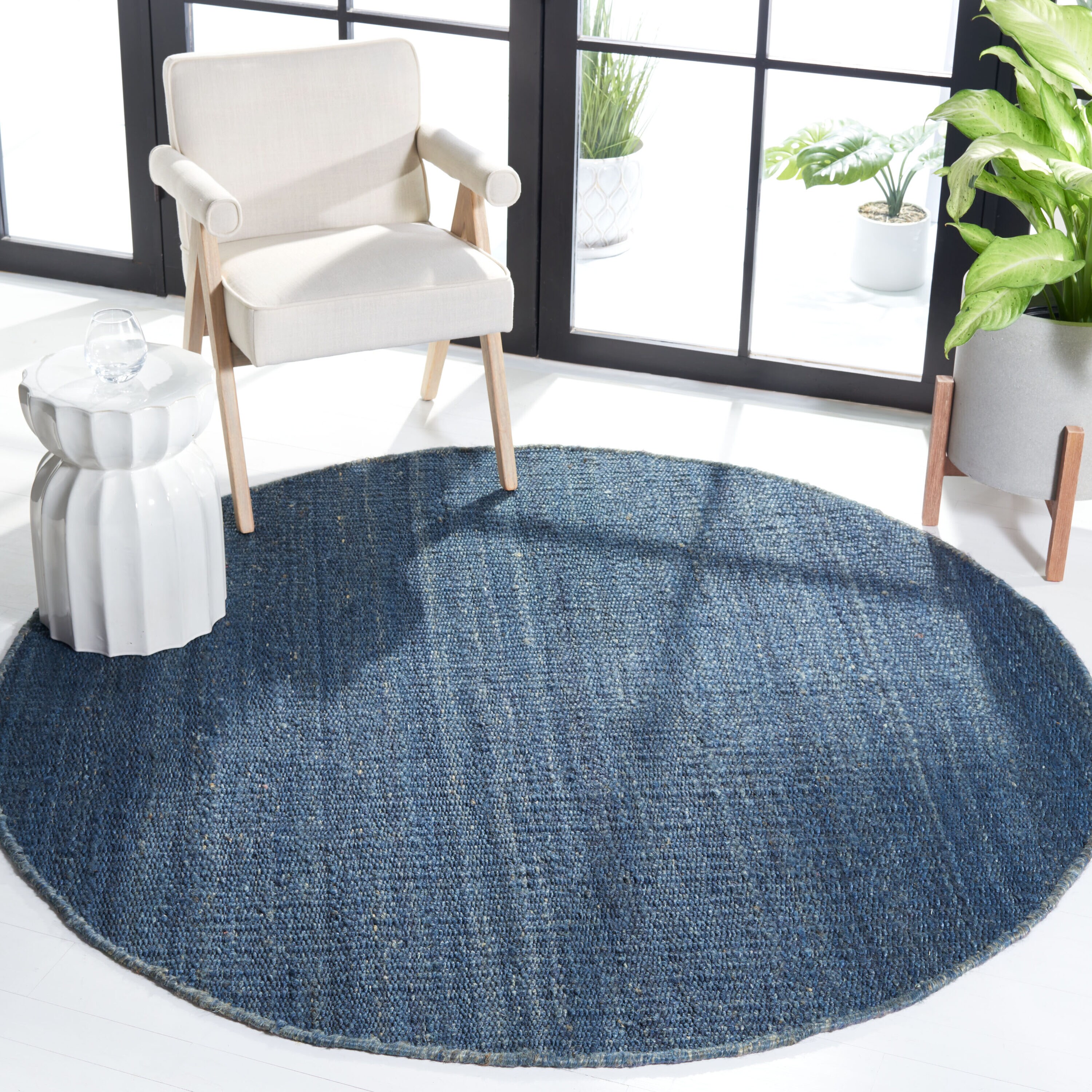  Natural Fiber 368 Navy Solid / Tonal 6ft x 6ft Round Rug