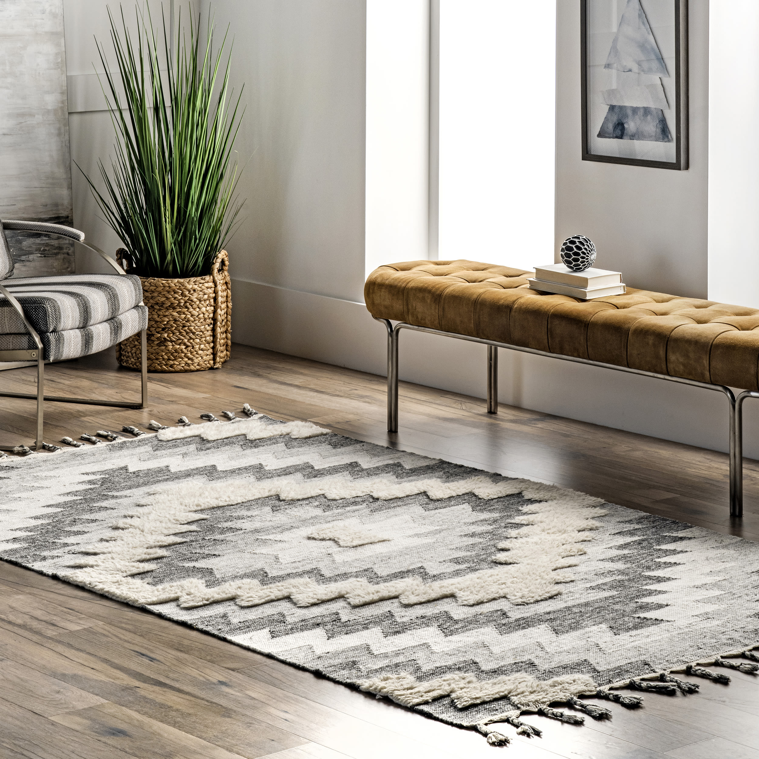 nuLOOM HCJZ01A-508 Jazz II 5 X 8 (ft) Gray Indoor Geometric Area Rug