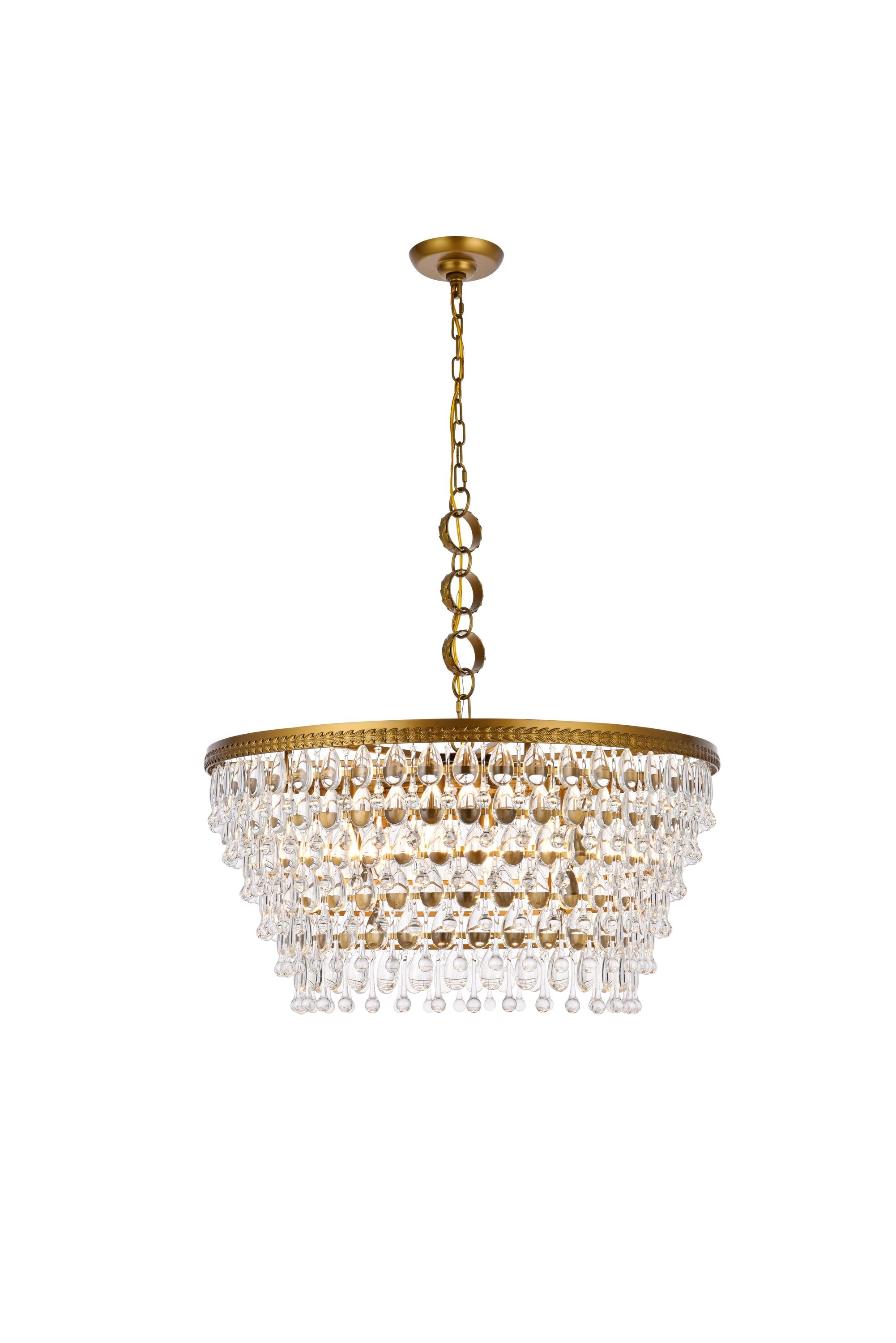 Elegant Decor HF3657D28BRRC Home Furnishing 6 -Light Brass Modern/contemporary For Use in Bathrooms, Bedrooms, Dining Rooms, Foyers, Kitchens, Living Rooms Chandelier