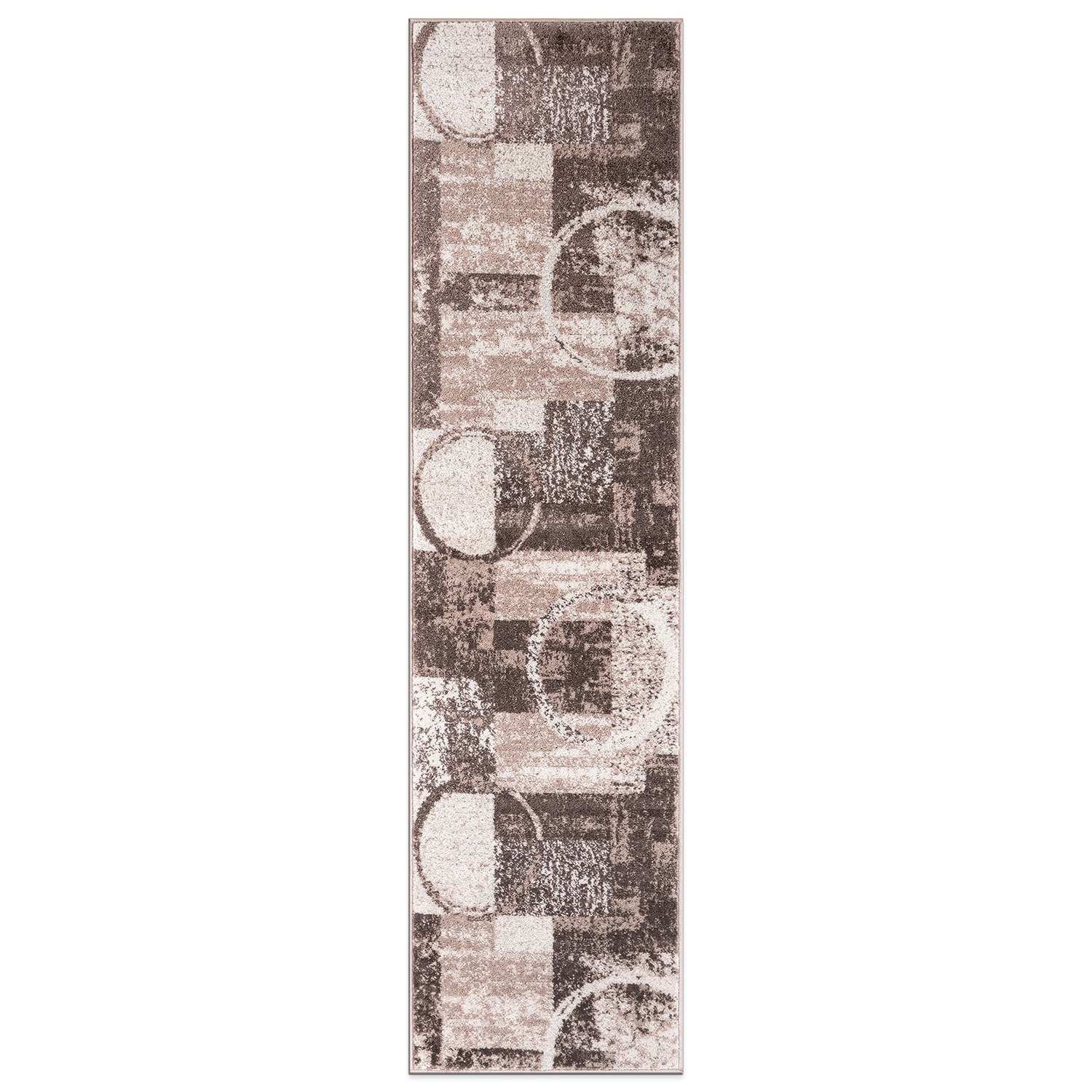 World Rug Gallery 307BROWN2X10 2 x 10 (ft) Loomed Polypropylene Brown Rectangular Indoor Geometric Global Runner rug