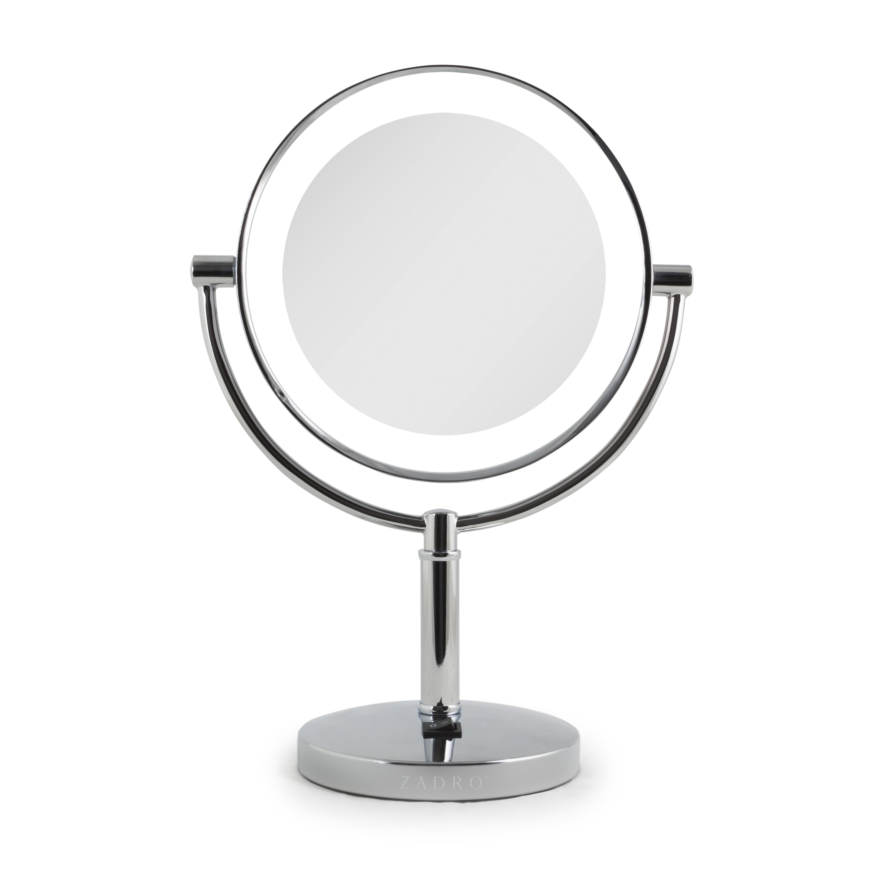 Zadro LEDVR35 11-Inch x  15.5-Inch Round Laguna LED Lighted Makeup Mirror with 5X/1X Magnification 9-Inch Dia. Mirror Head 7-Inch Dia. Reflective Surface Adapter