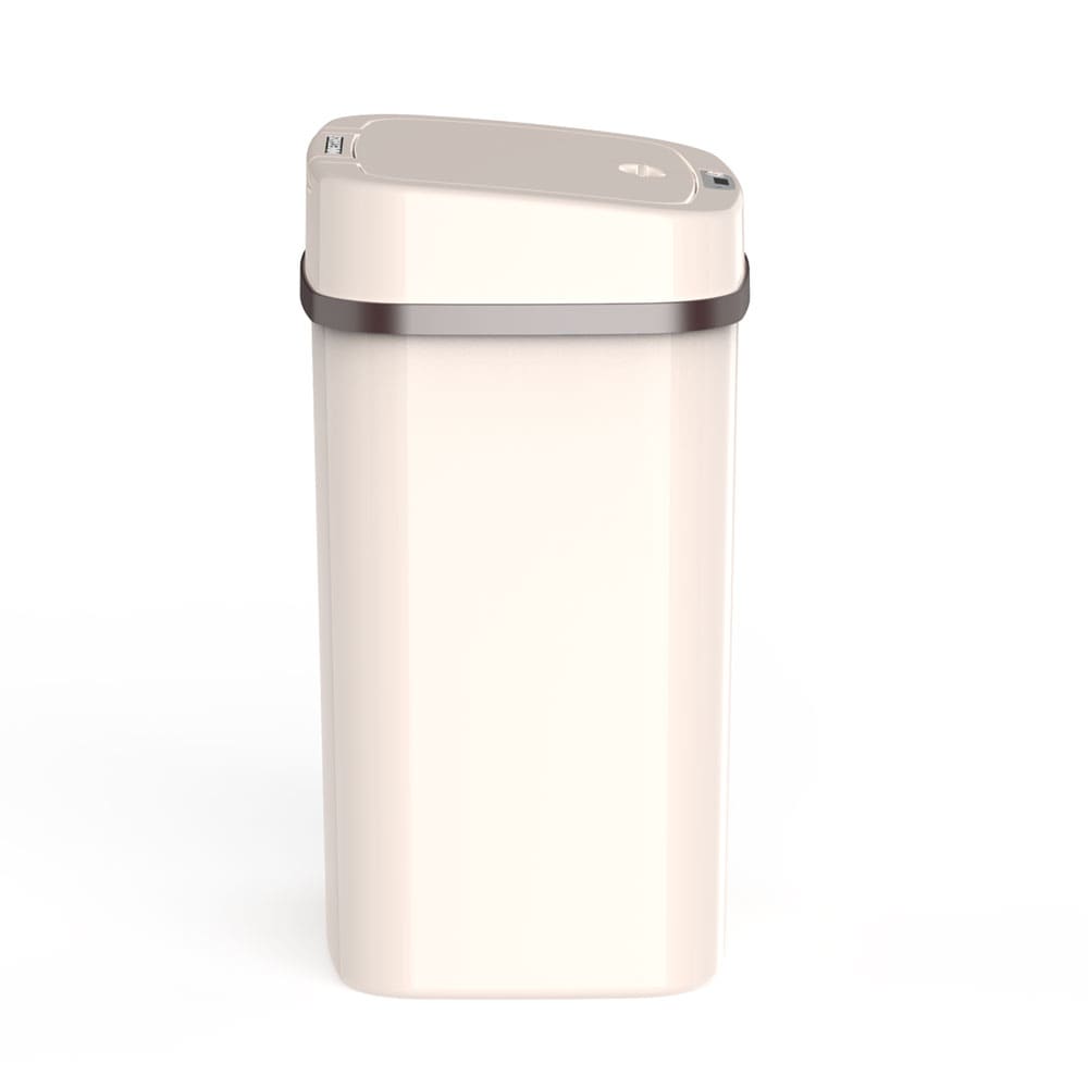White Plastic Touchless Motion Sensor Trash Can, 3.2 Gallon