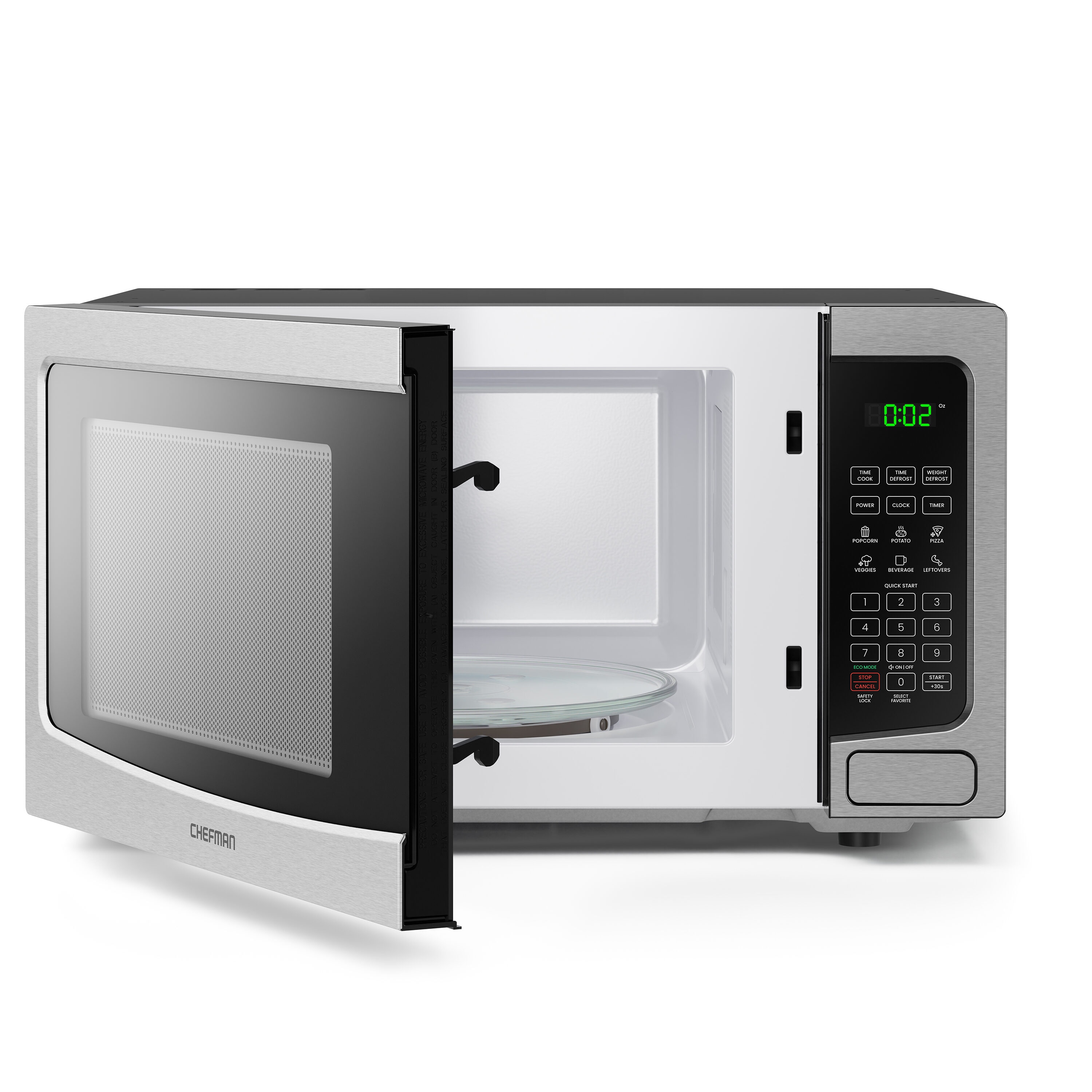 Chefman 1.1 Cu Ft Stainless Steel Countertop Microwave Oven