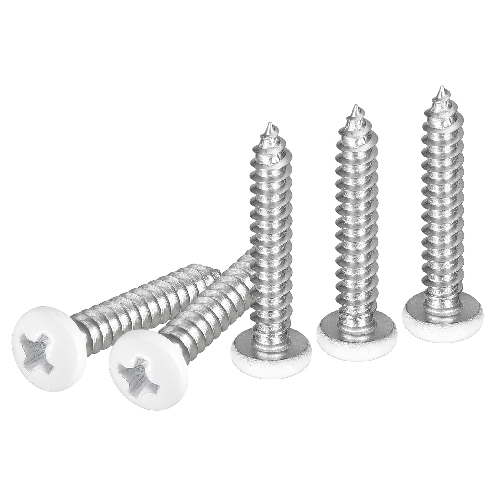 Phewnyzo  100 pack 8 x 1 inch White Phillips Pan Head Sheet Metal Screws Self Tapping 304 Stainless Steel Wood Screws for Furniture Cabinets